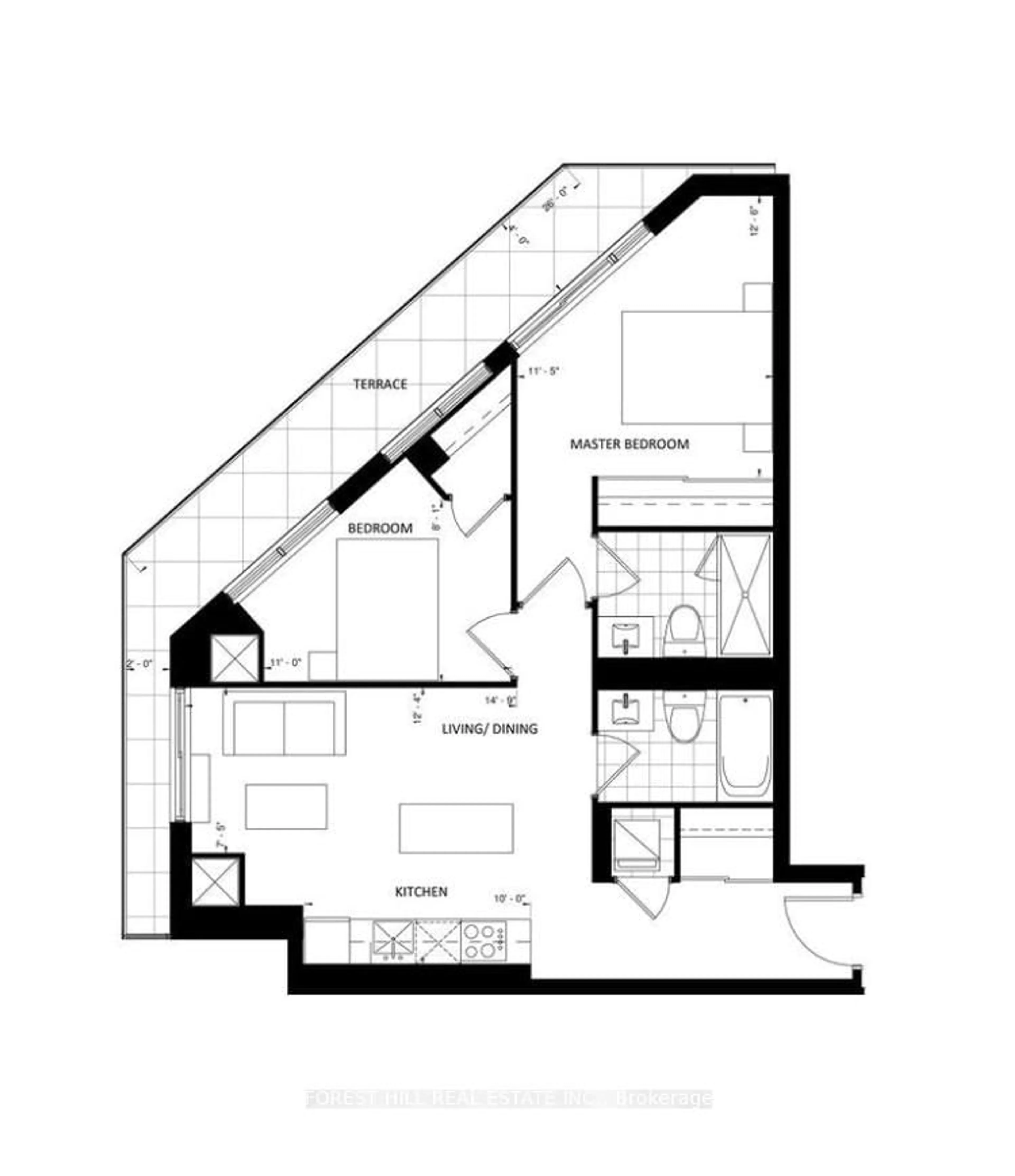 Floor plan for 1401 O'Connor Dr #606, Toronto Ontario M4B 2V5