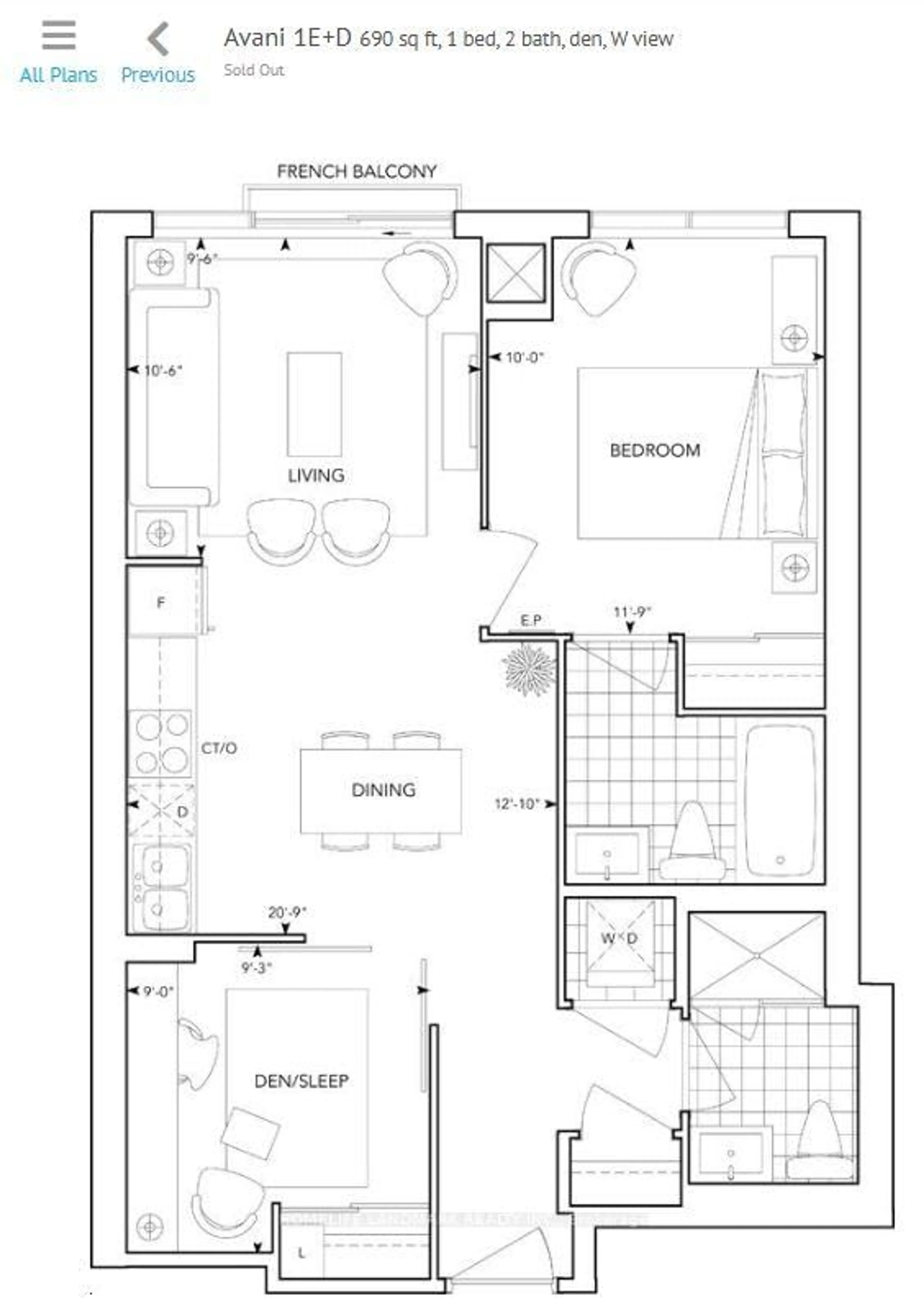 Floor plan for 255 Village Green Sq #2804, Toronto Ontario M1S 0L3