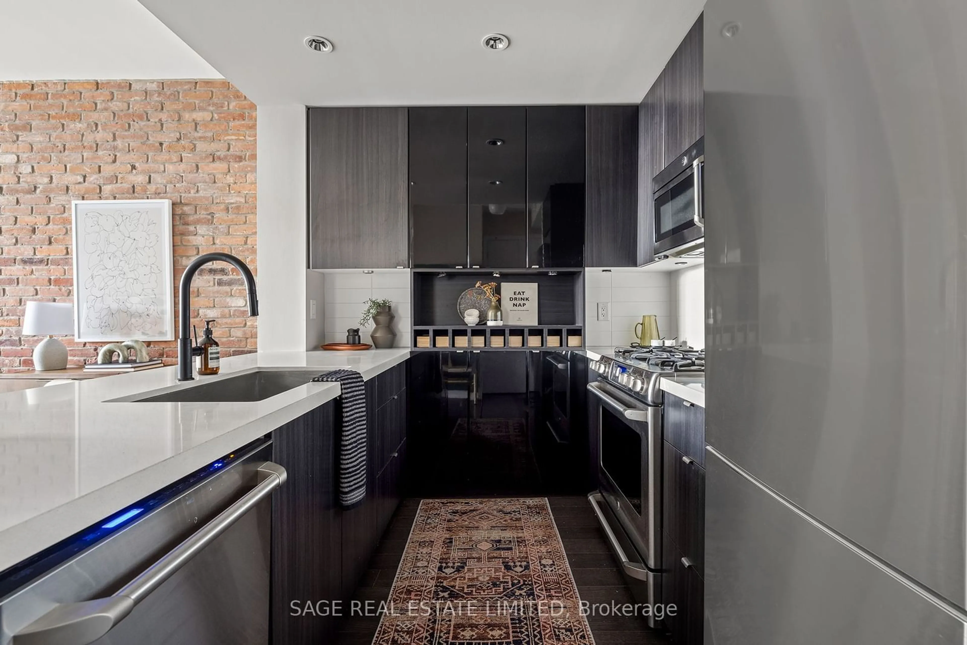 Contemporary kitchen, ceramic/tile floor for 88 Colgate Ave #219, Toronto Ontario M4M 0A6