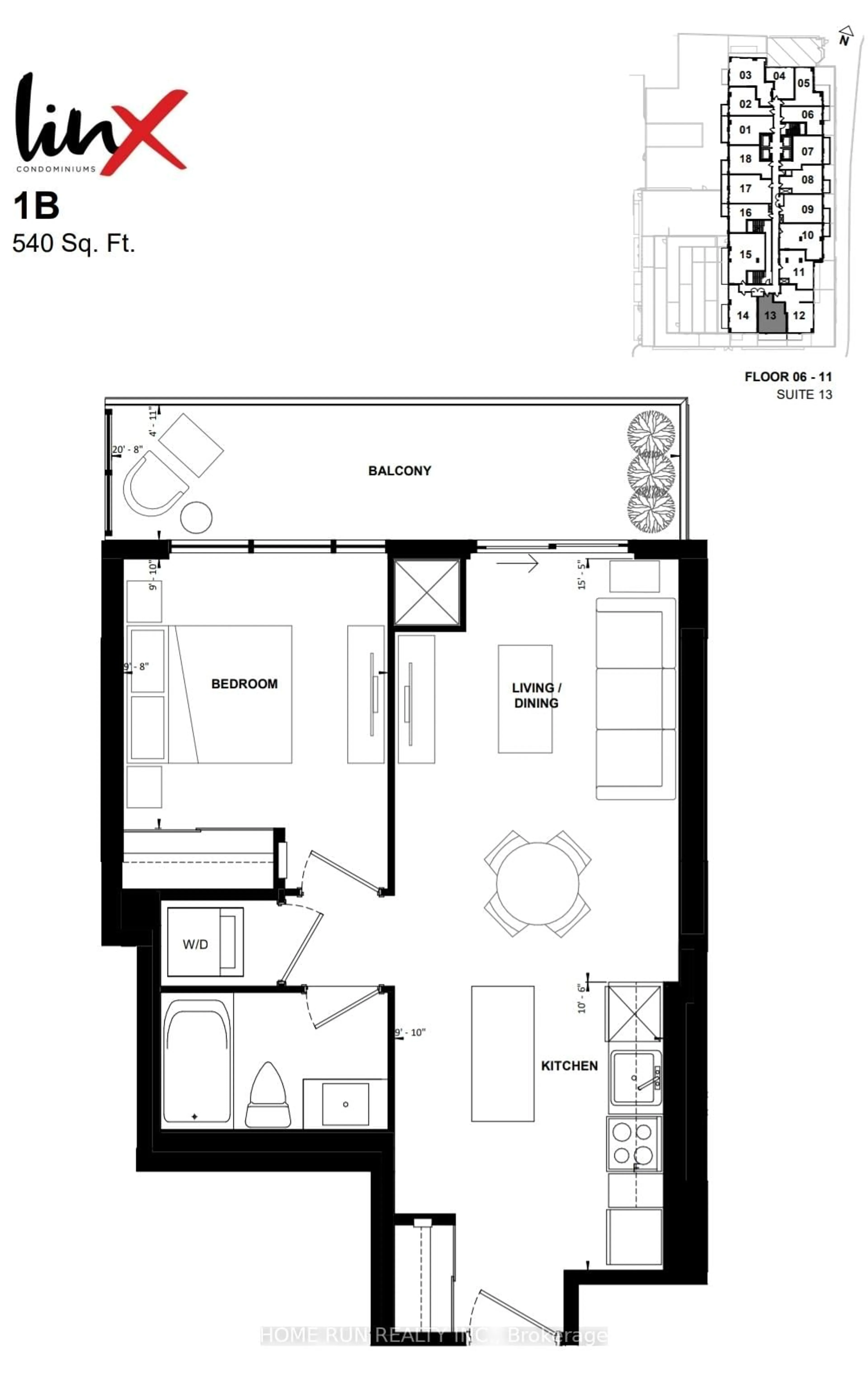 Floor plan for 286 Main St #613, Toronto Ontario M4C 0B3