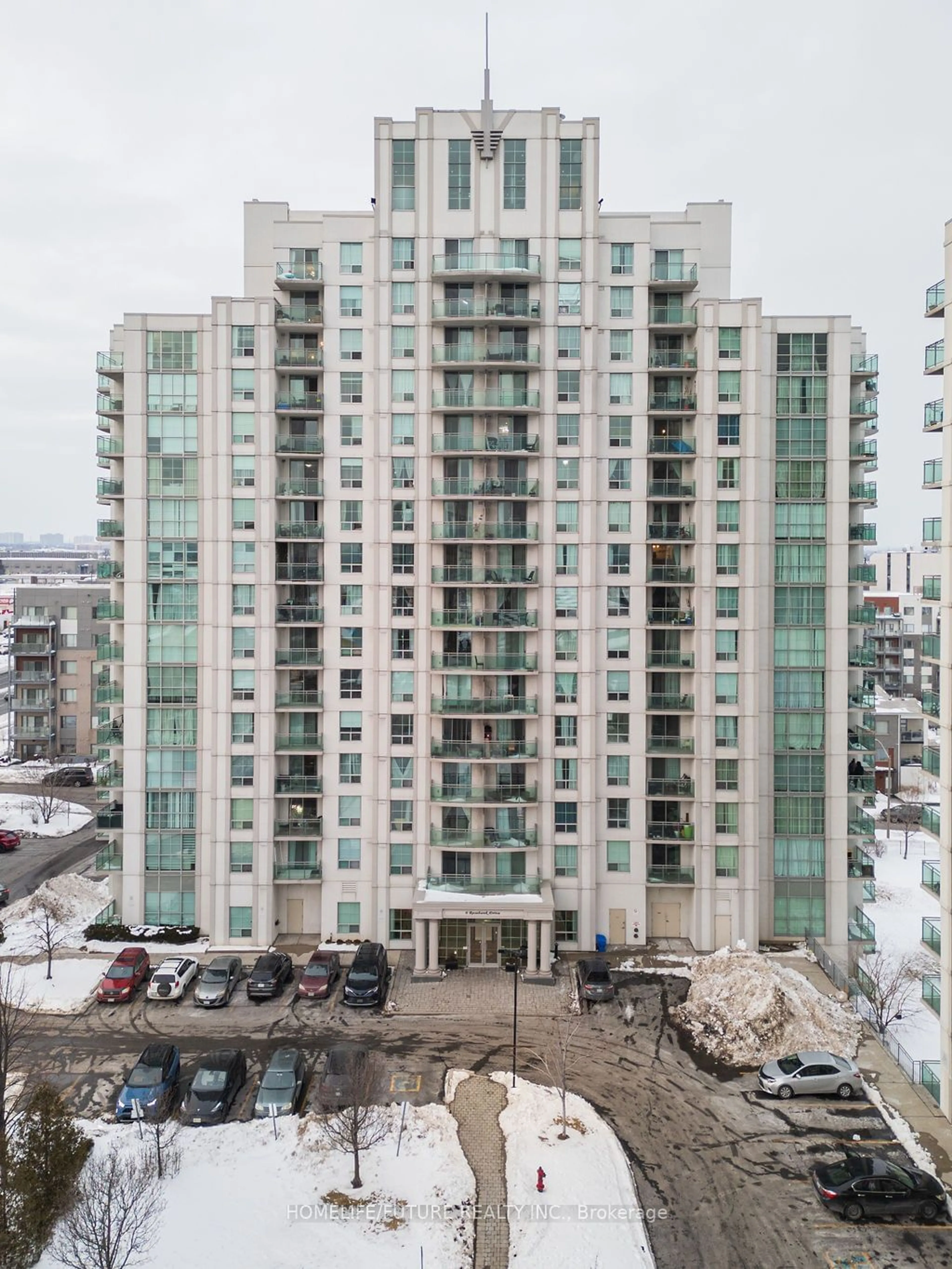 A pic from outside/outdoor area/front of a property/back of a property/a pic from drone, city buildings view from balcony for 6 Rosebank Dr #16G, Toronto Ontario M2B 0A1