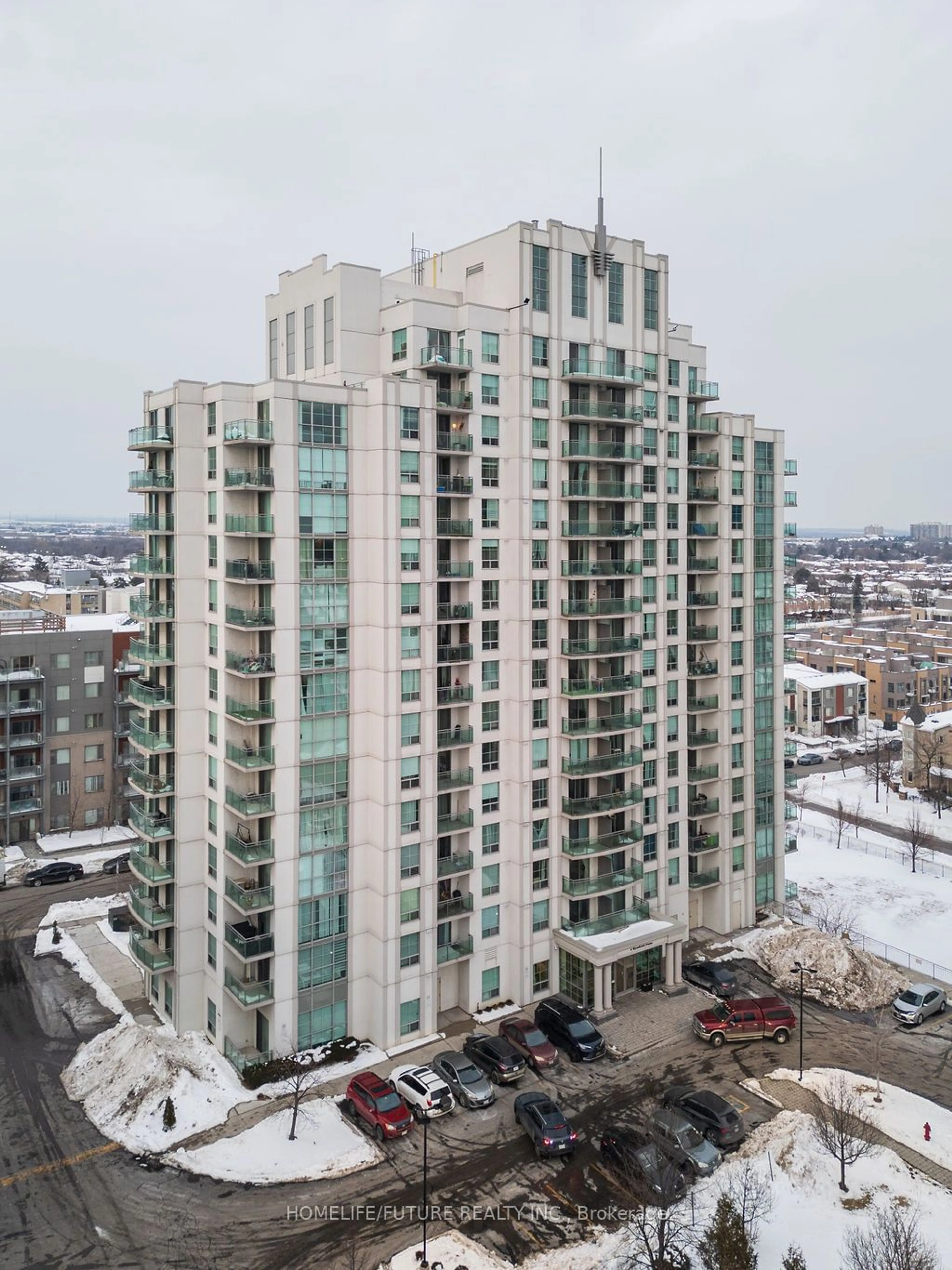 A pic from outside/outdoor area/front of a property/back of a property/a pic from drone, city buildings view from balcony for 6 Rosebank Dr #16G, Toronto Ontario M2B 0A1