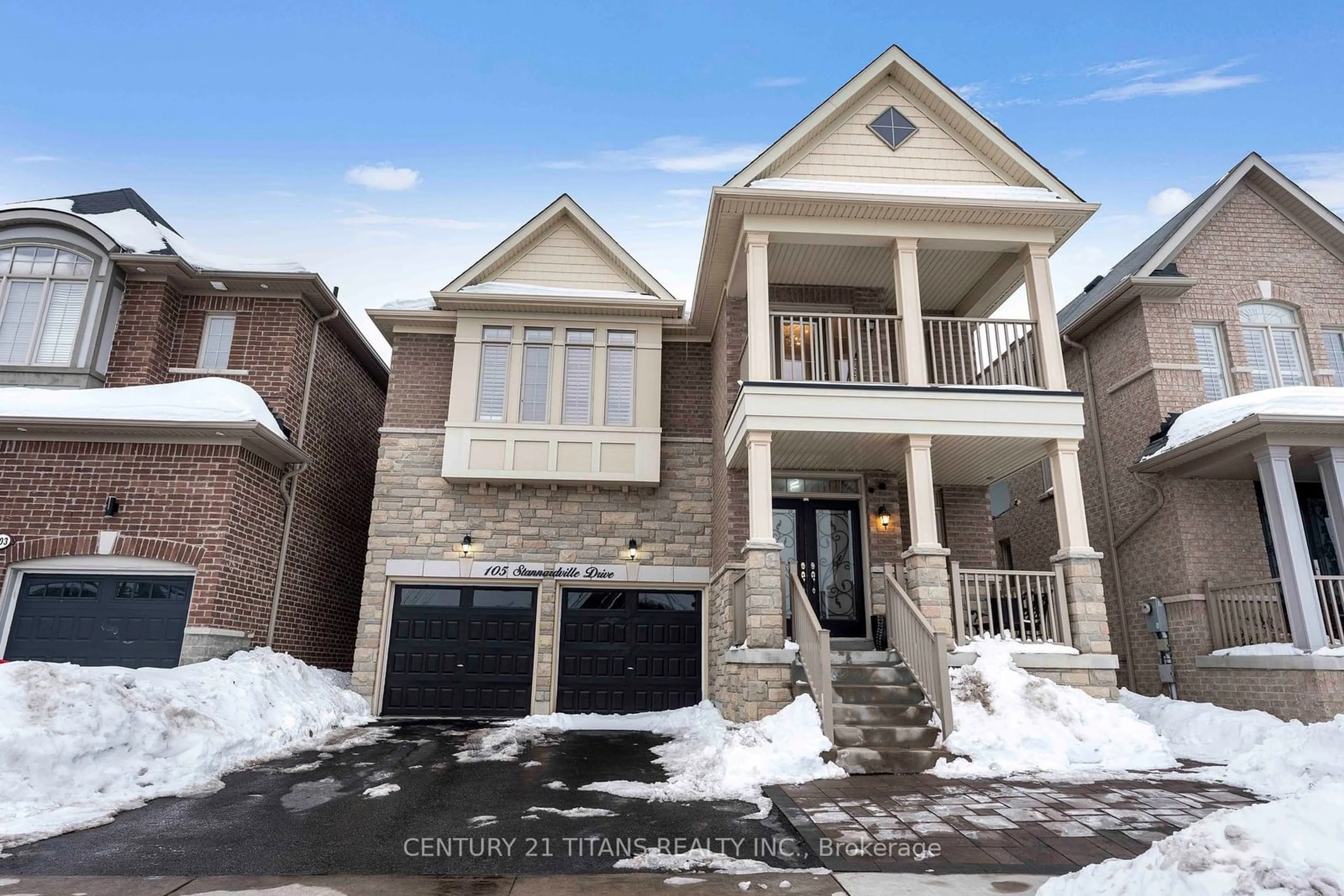 Home with brick exterior material, street for 105 Stannardville Dr, Ajax Ontario L1T 0M4