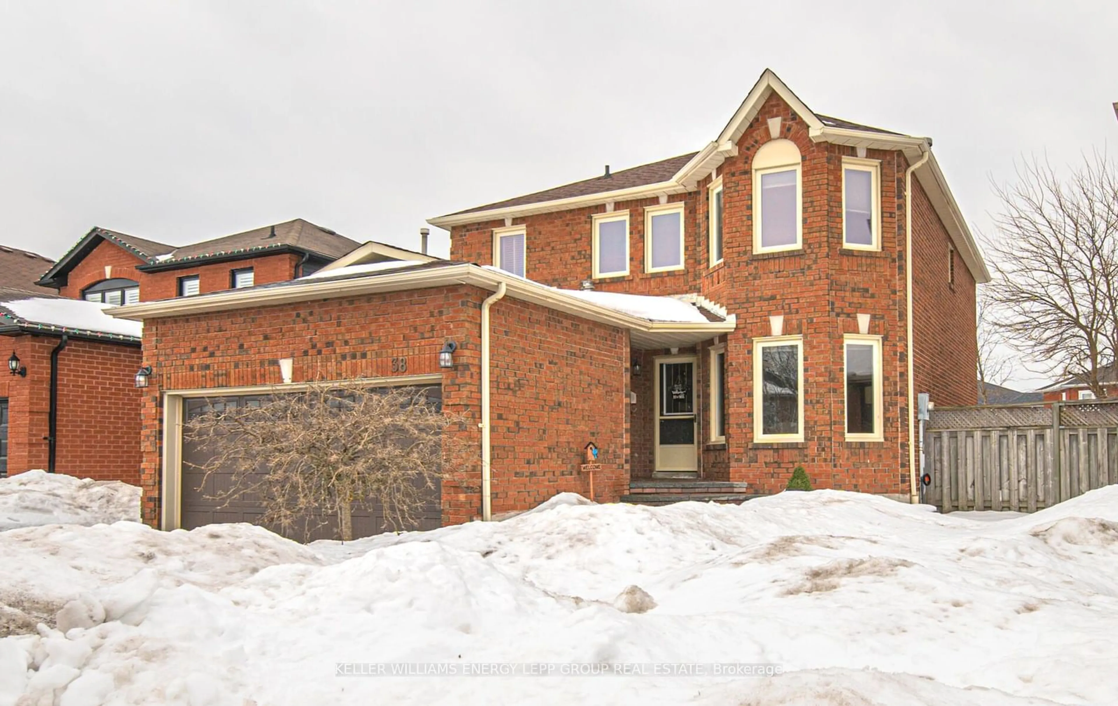 Home with brick exterior material, street for 38 Fencerow Dr, Whitby Ontario L1R 1Y4