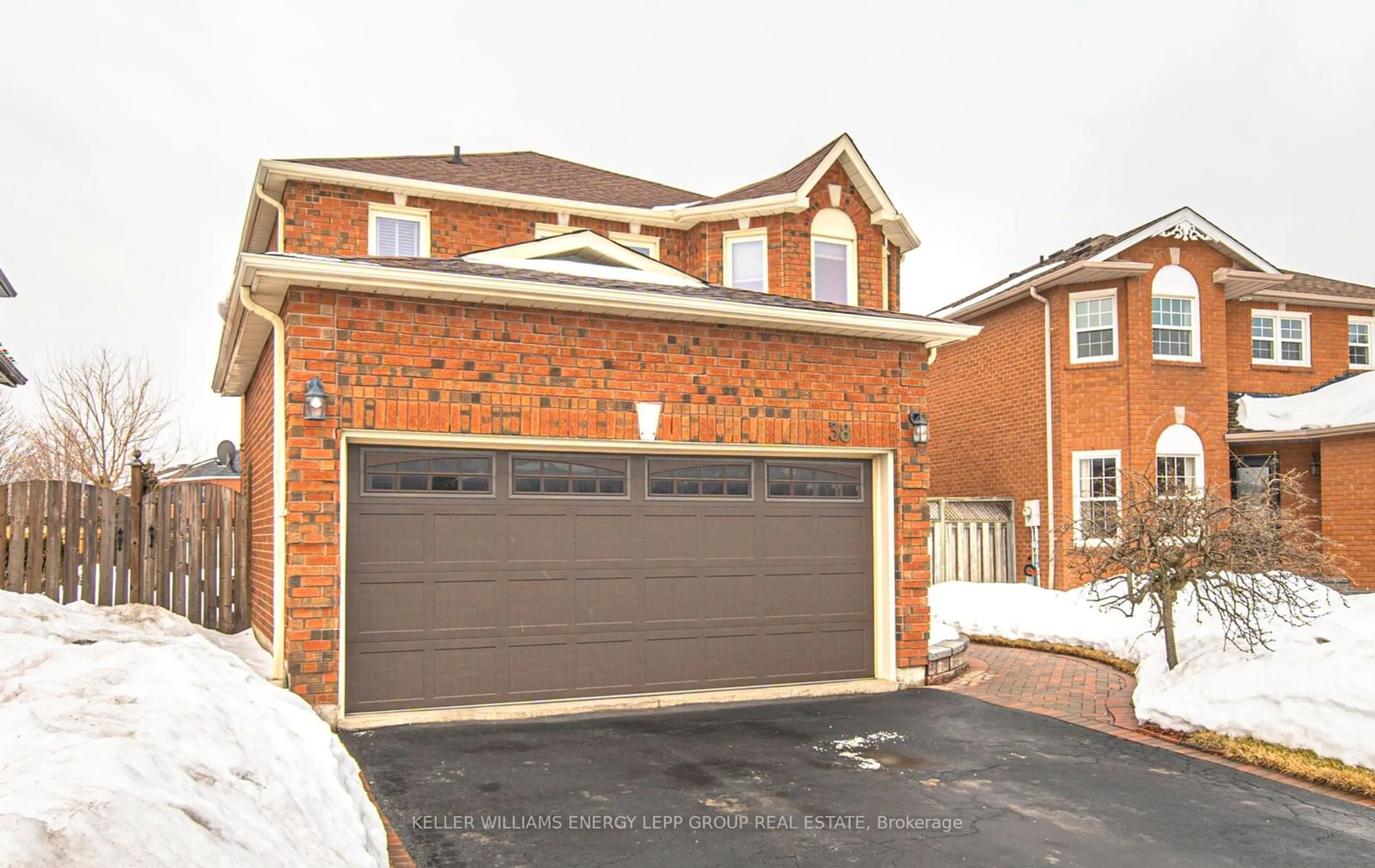 Home with brick exterior material, street for 38 Fencerow Dr, Whitby Ontario L1R 1Y4