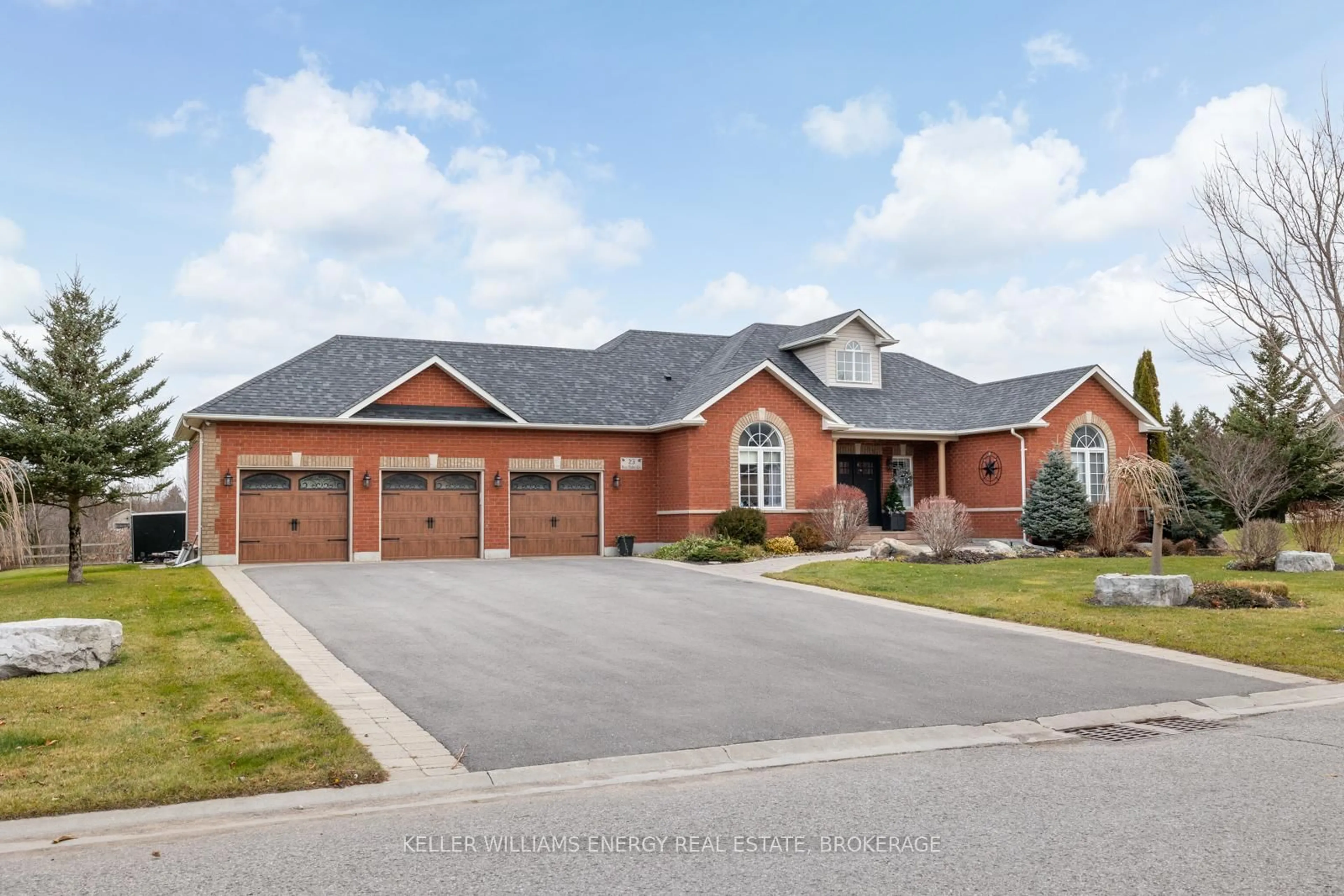 Home with brick exterior material, street for 23 Brae Valley Crt, Scugog Ontario L9L 1V1