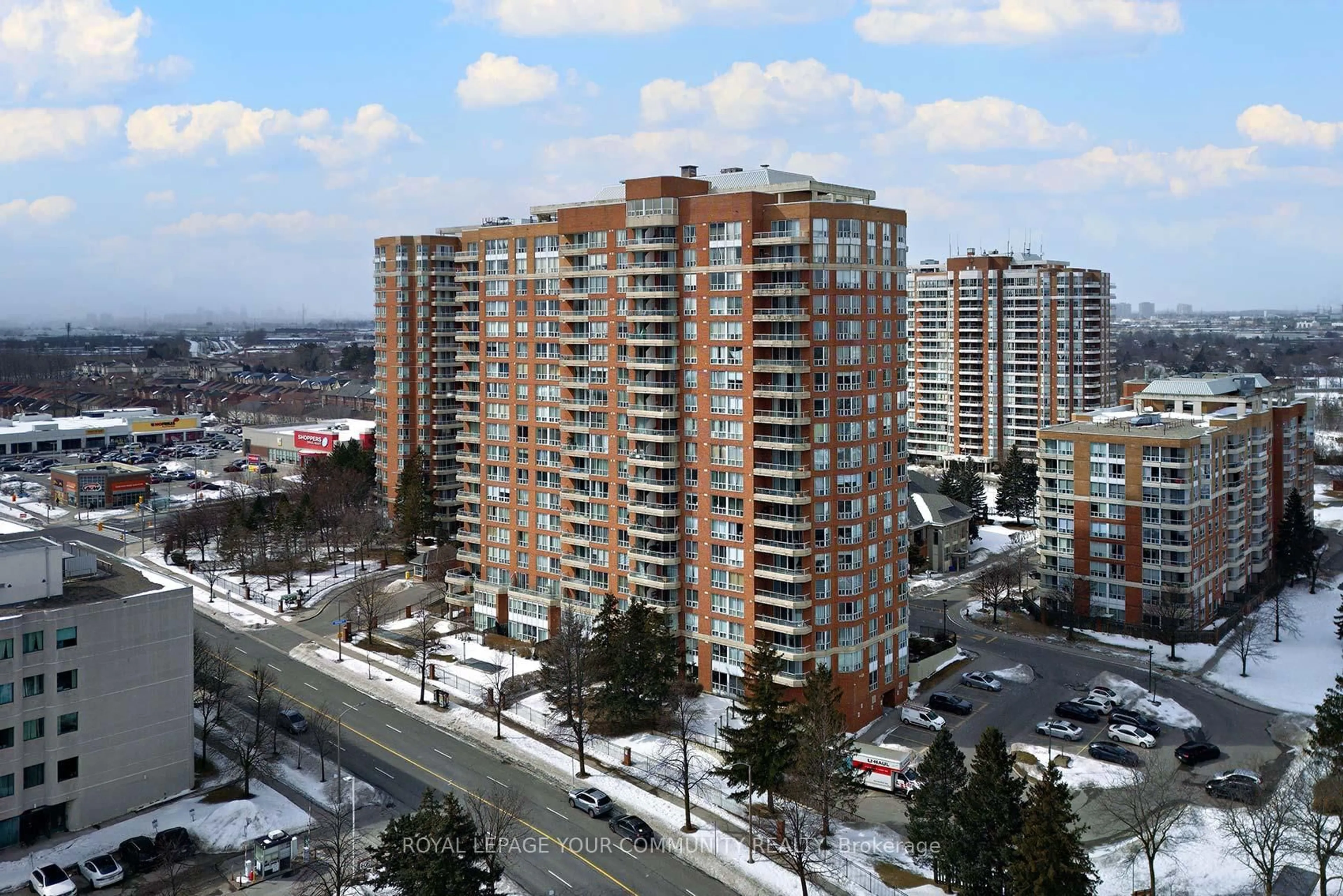 A pic from outside/outdoor area/front of a property/back of a property/a pic from drone, city buildings view from balcony for 410 Mclevin Ave #705, Toronto Ontario M1B 5J5