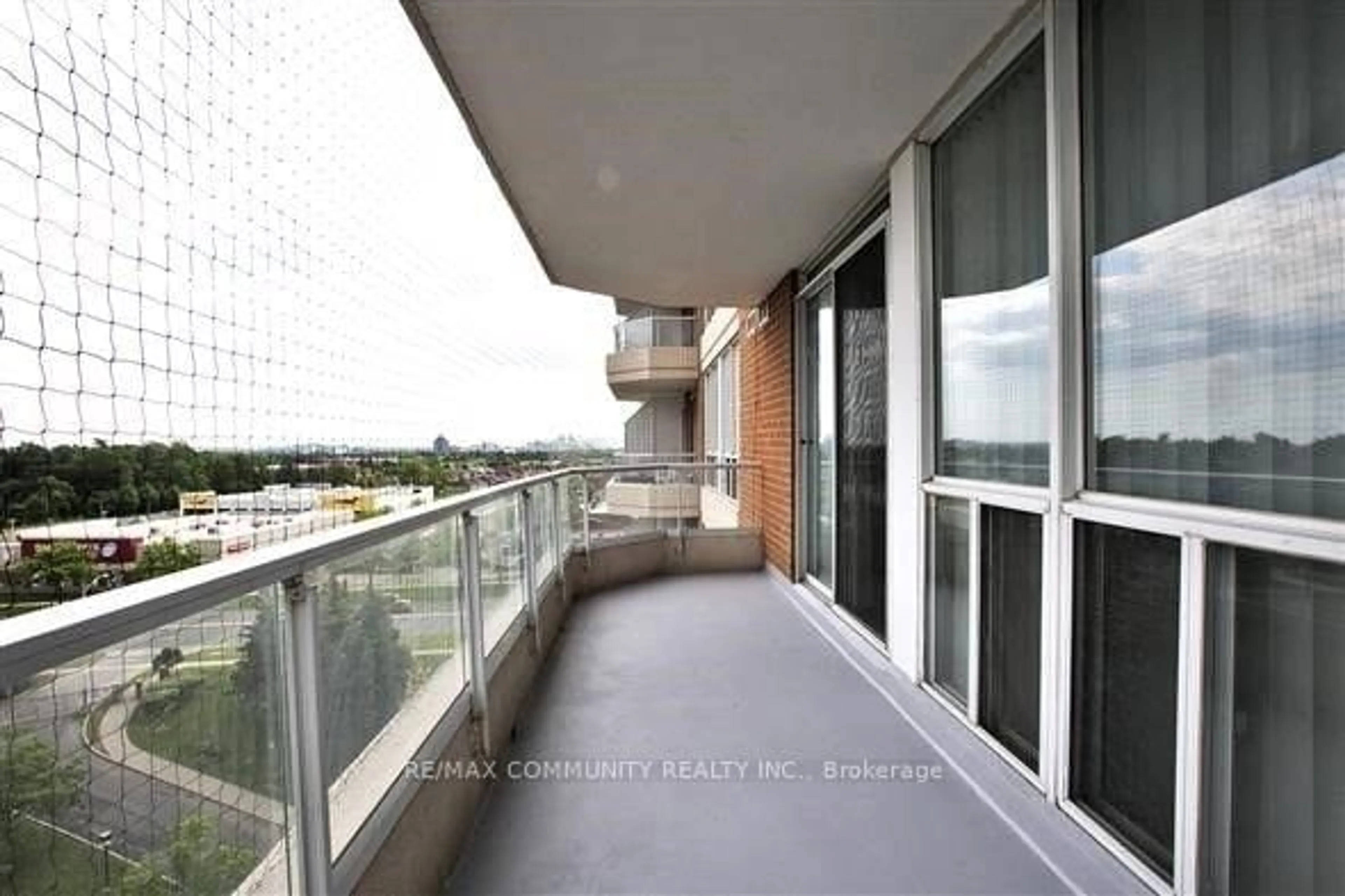 Balcony in the apartment, city buildings view from balcony for 430 Mclevin Ave #1008, Toronto Ontario M1B 5P1