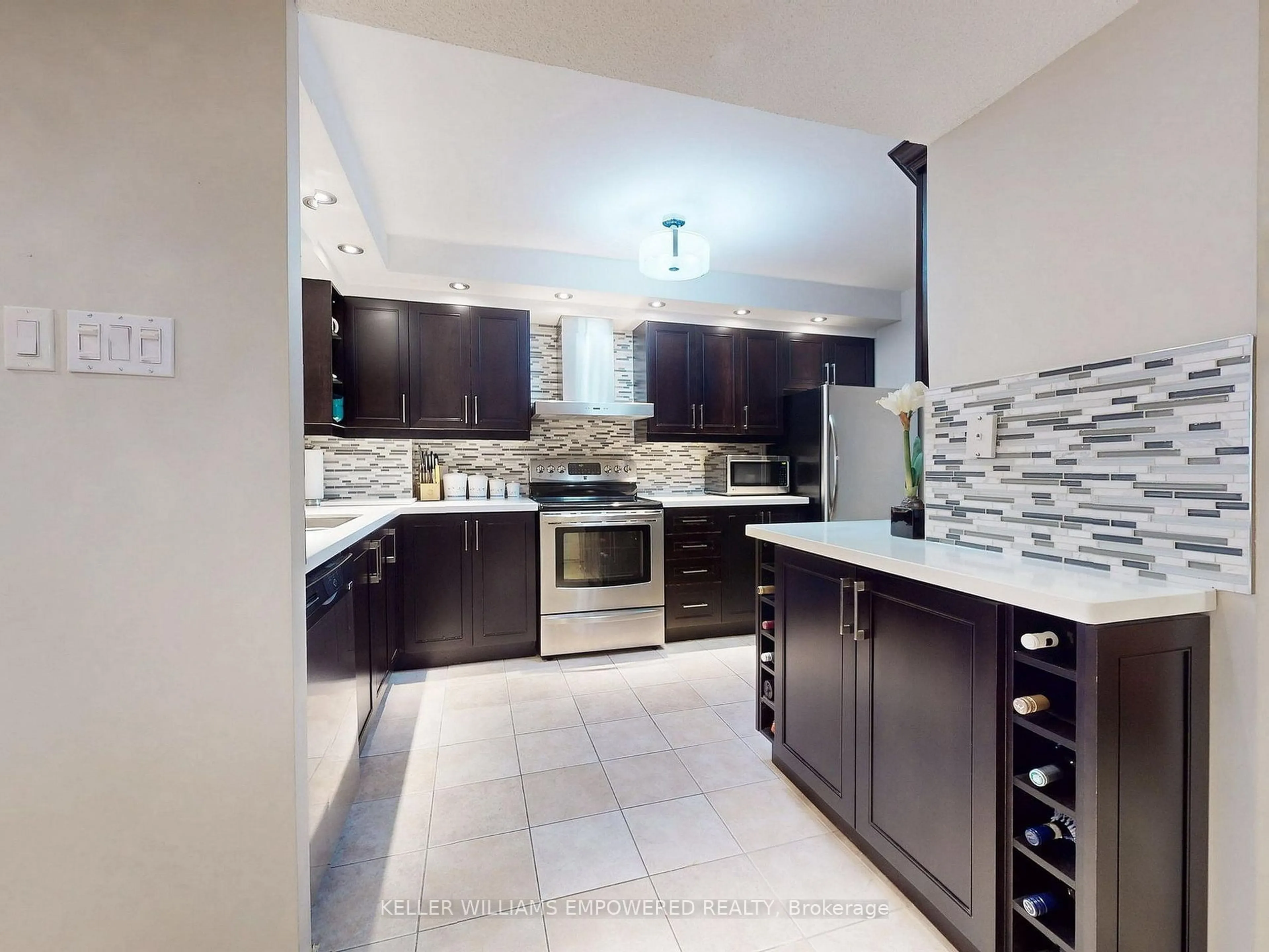 Contemporary kitchen, ceramic/tile floor for 4727 Sheppard Ave #1007, Toronto Ontario M1S 5B3