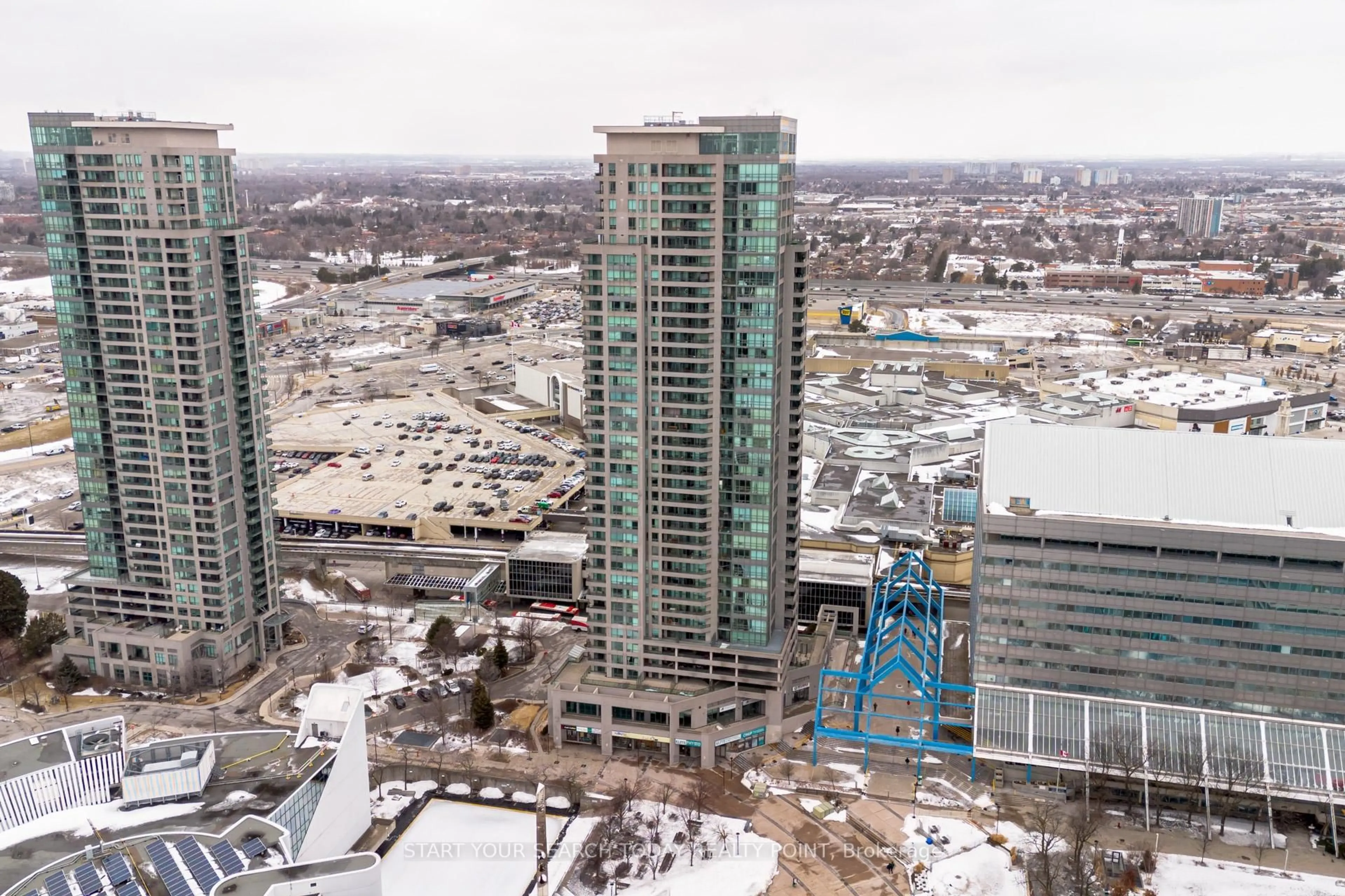 A pic from outside/outdoor area/front of a property/back of a property/a pic from drone, city buildings view from balcony for 60 Brian Harrison Way #2206, Toronto Ontario M1P 5J5