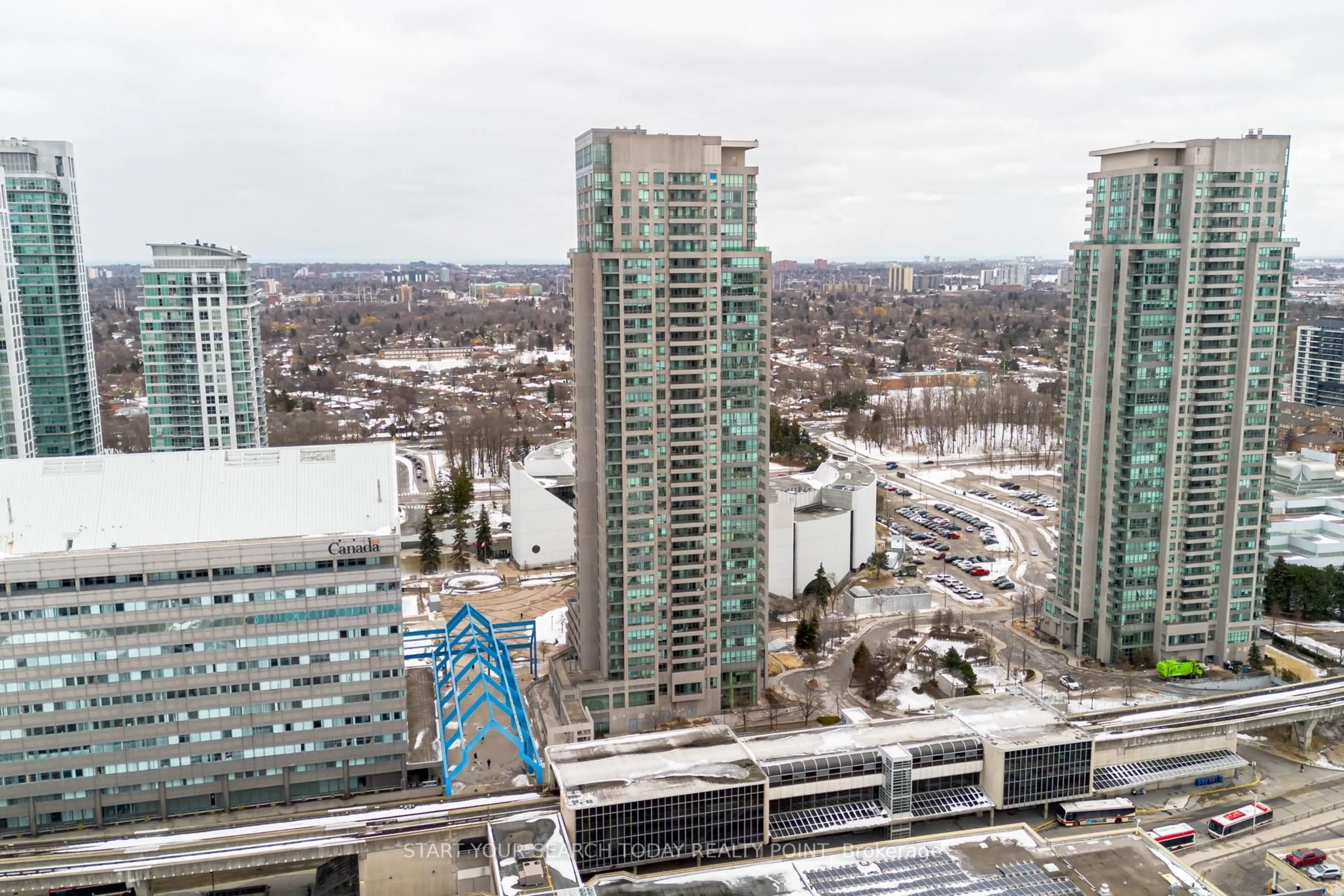 A pic from outside/outdoor area/front of a property/back of a property/a pic from drone, city buildings view from balcony for 60 Brian Harrison Way #2206, Toronto Ontario M1P 5J5