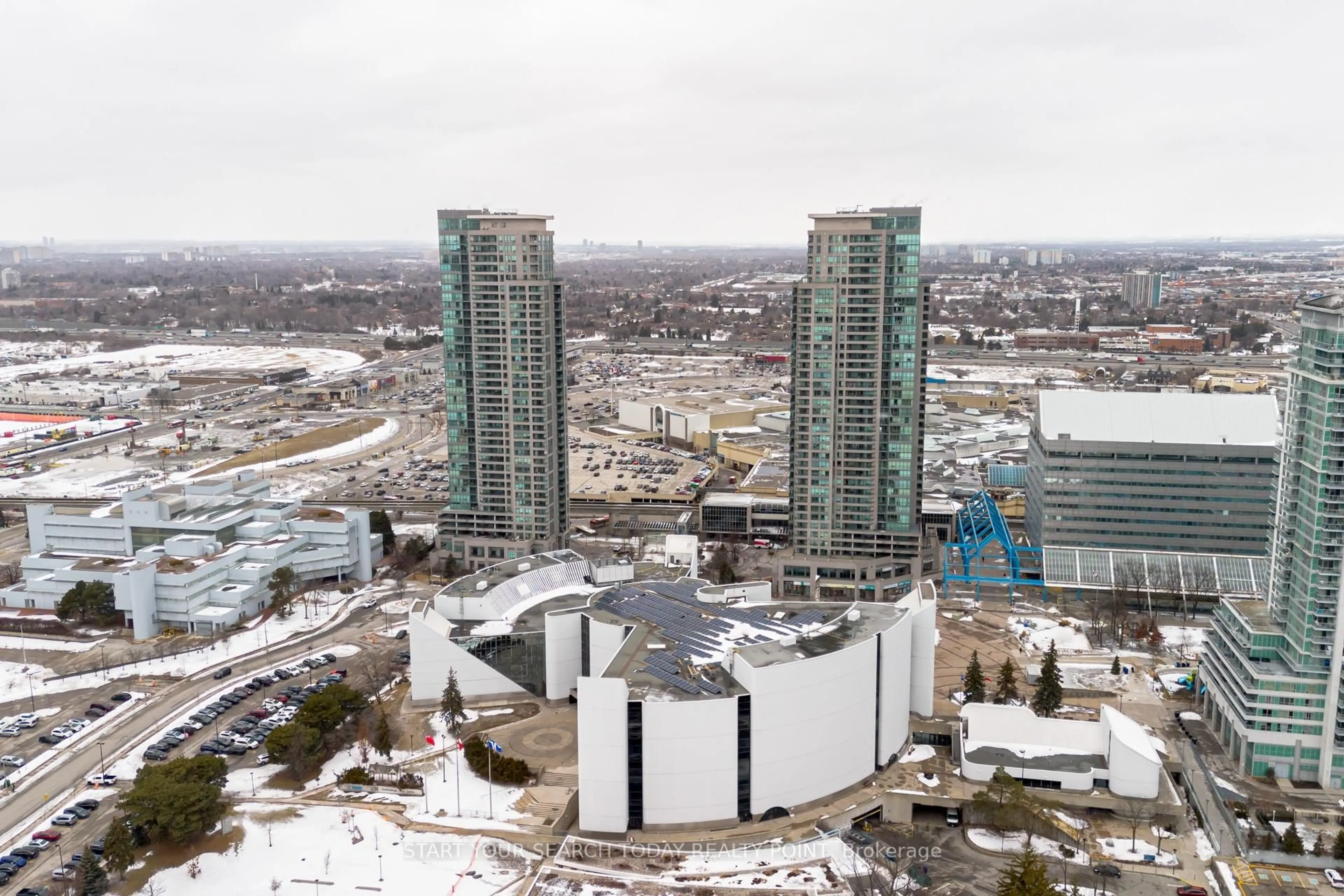 A pic from outside/outdoor area/front of a property/back of a property/a pic from drone, city buildings view from balcony for 60 Brian Harrison Way #2206, Toronto Ontario M1P 5J5