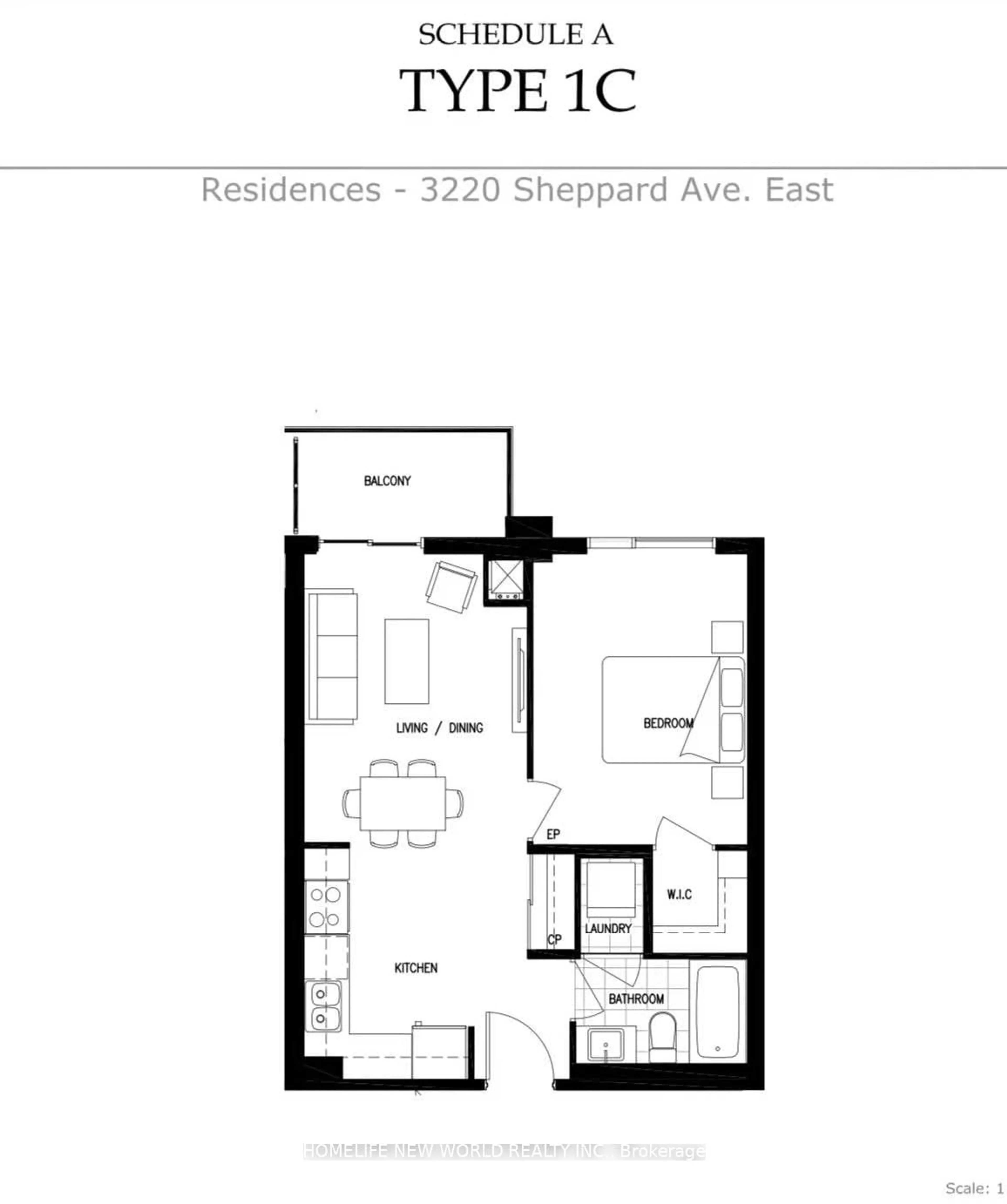 Floor plan for 3220 Sheppard Ave #1503, Toronto Ontario M1T 0B7