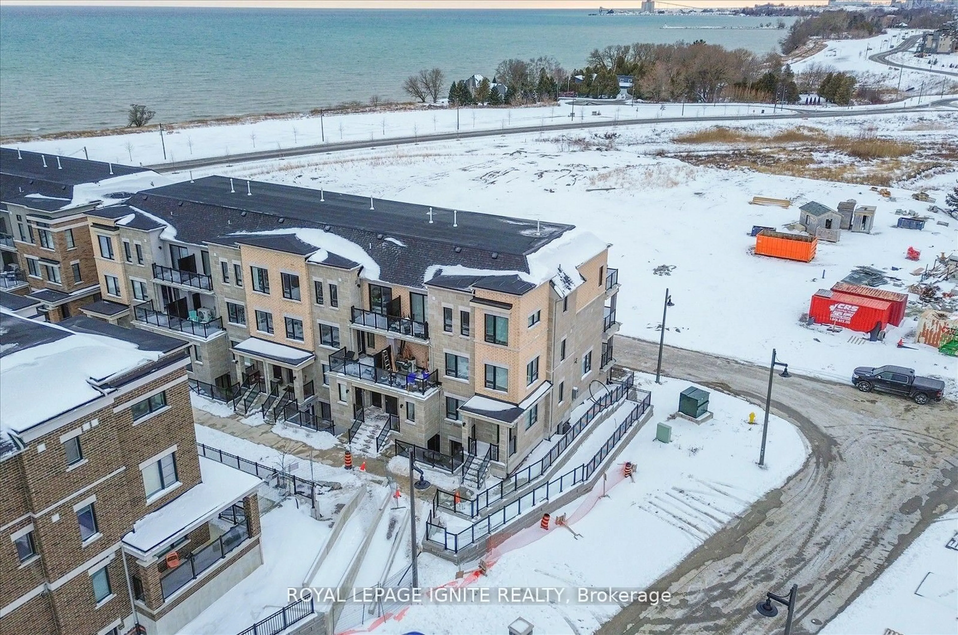 A pic from outside/outdoor area/front of a property/back of a property/a pic from drone, water/lake/river/ocean view for 15 Lookout Dr #A, Clarington Ontario L1C 7E9