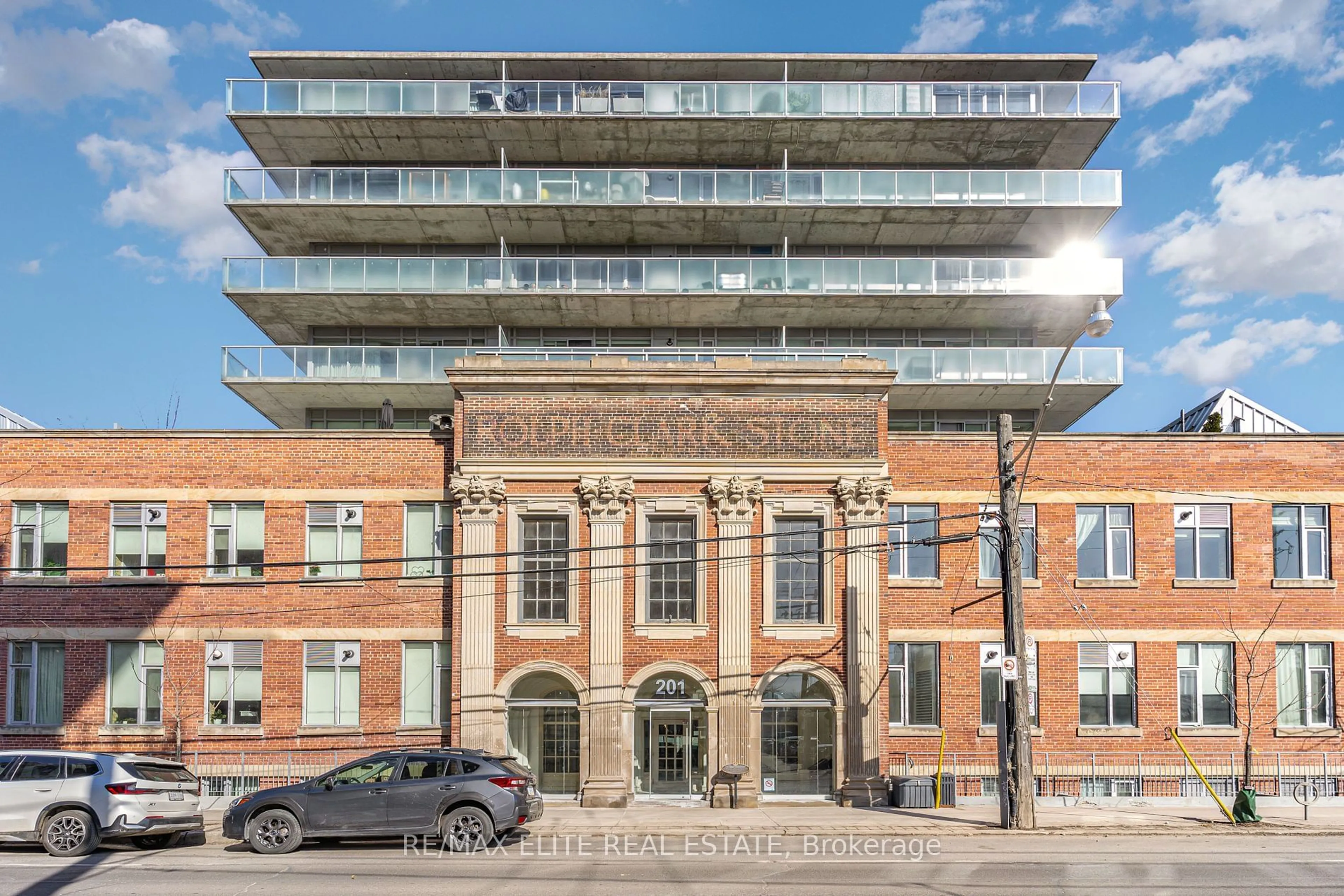 Home with brick exterior material, building for 201 Carlaw Ave #412, Toronto Ontario M4M 2S3