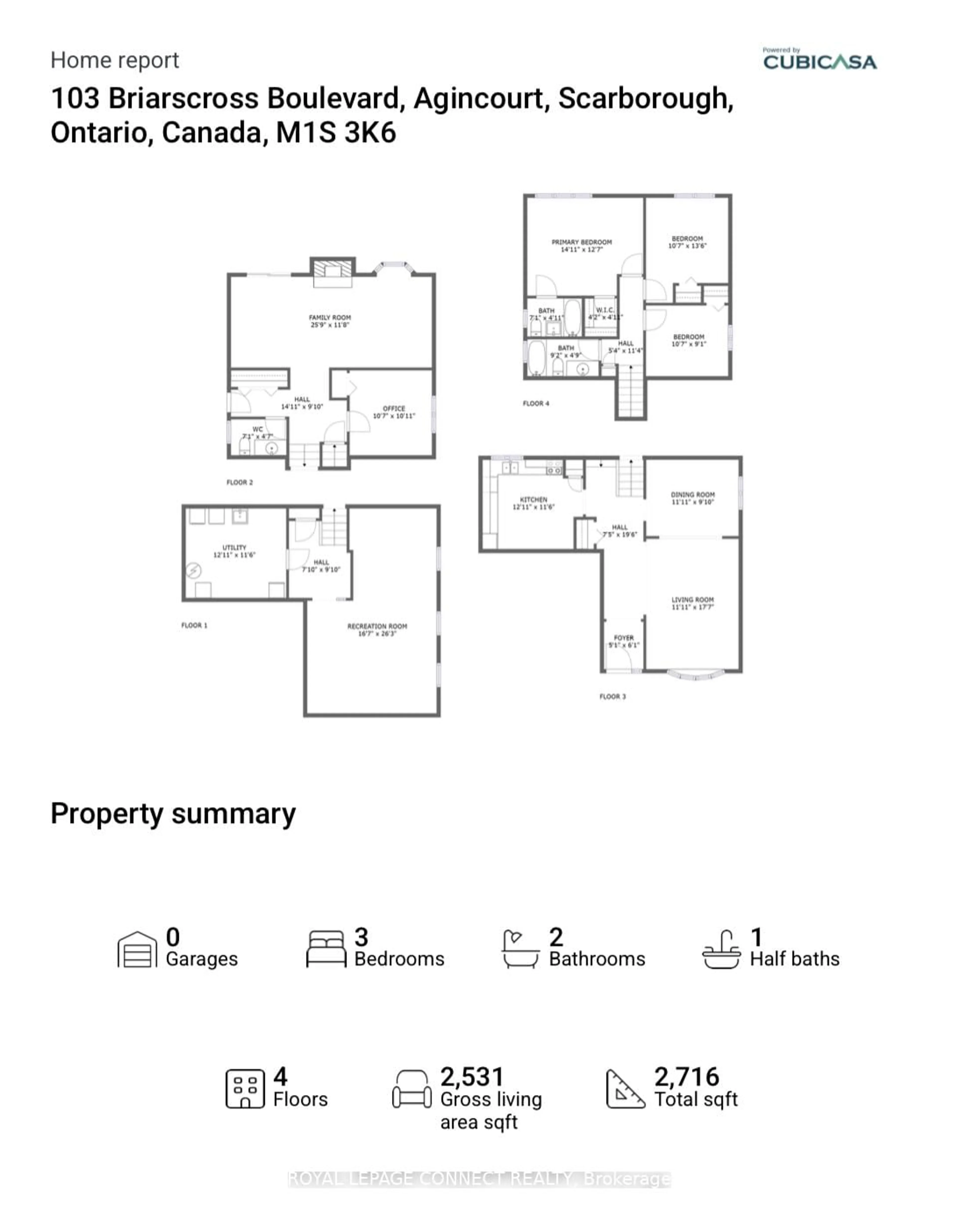 Floor plan for 103 Briarscross Blvd, Toronto Ontario M1S 3K6