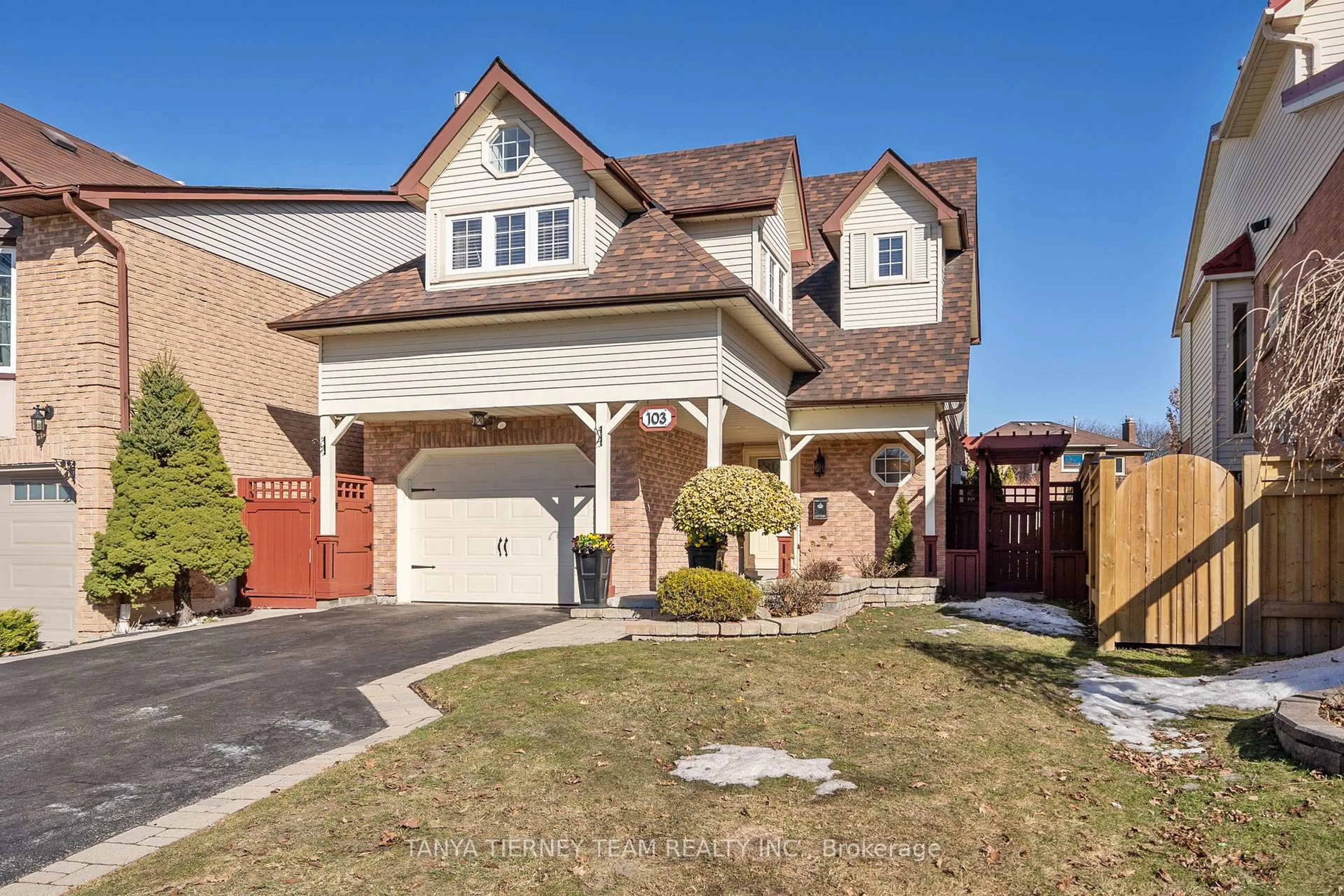 Home with brick exterior material, street for 103 Bassett Blvd, Whitby Ontario L1N 7W9