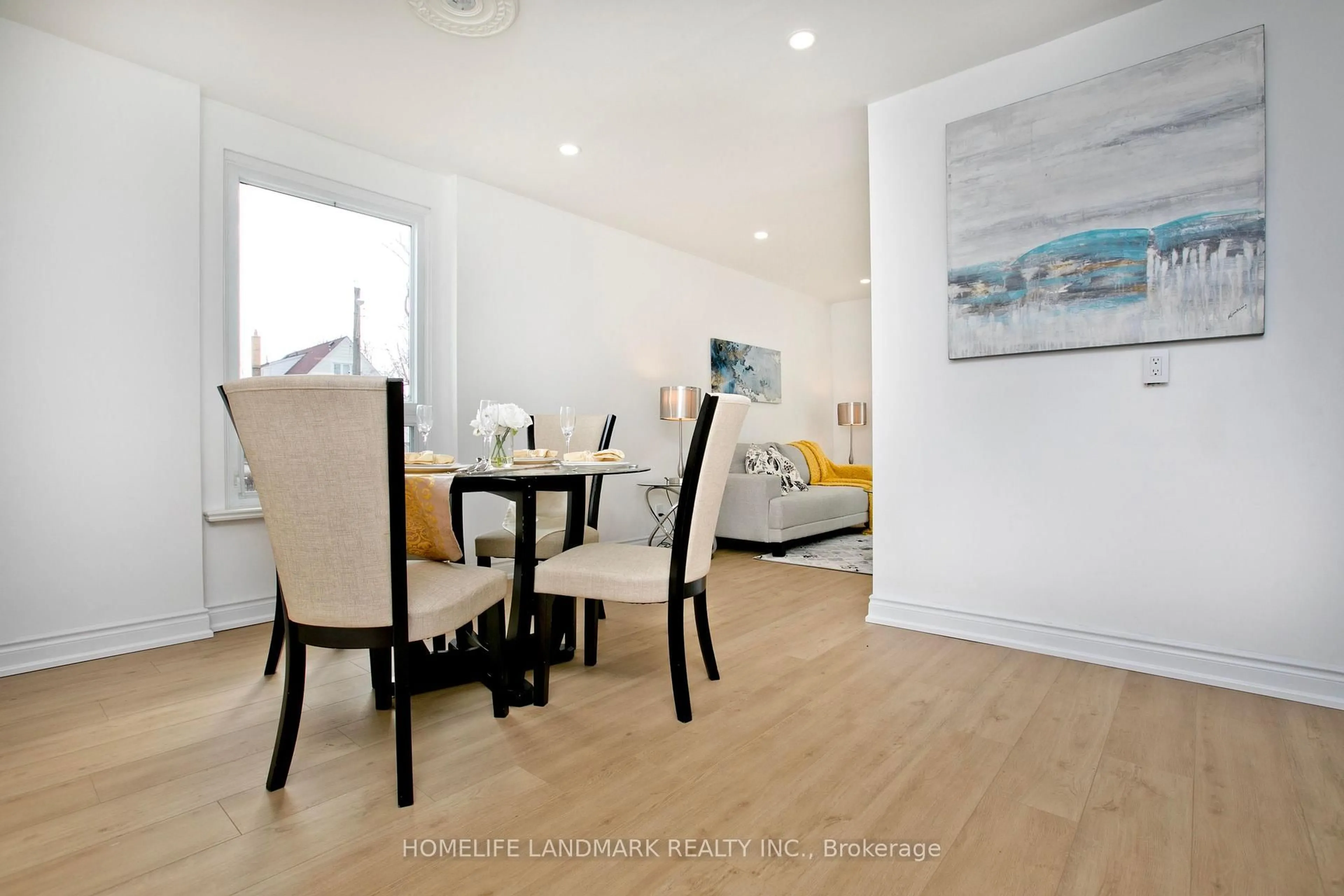 Dining room, wood/laminate floor for 56 Blaisdale Rd, Toronto Ontario M1P 1V8