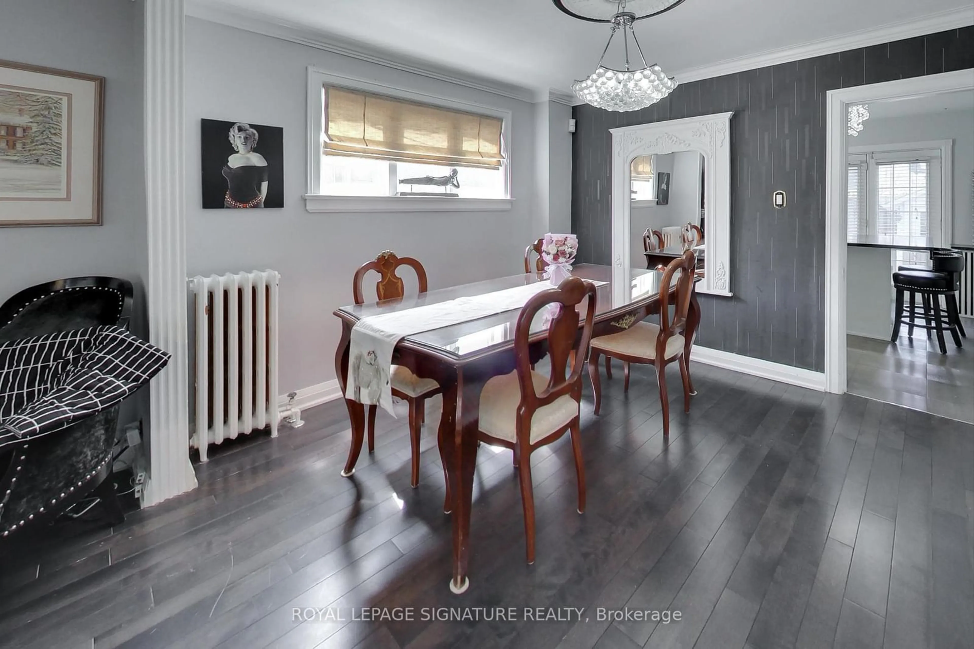 Dining room, wood/laminate floor for 4 Bryant Ave, Toronto Ontario M4C 5G8
