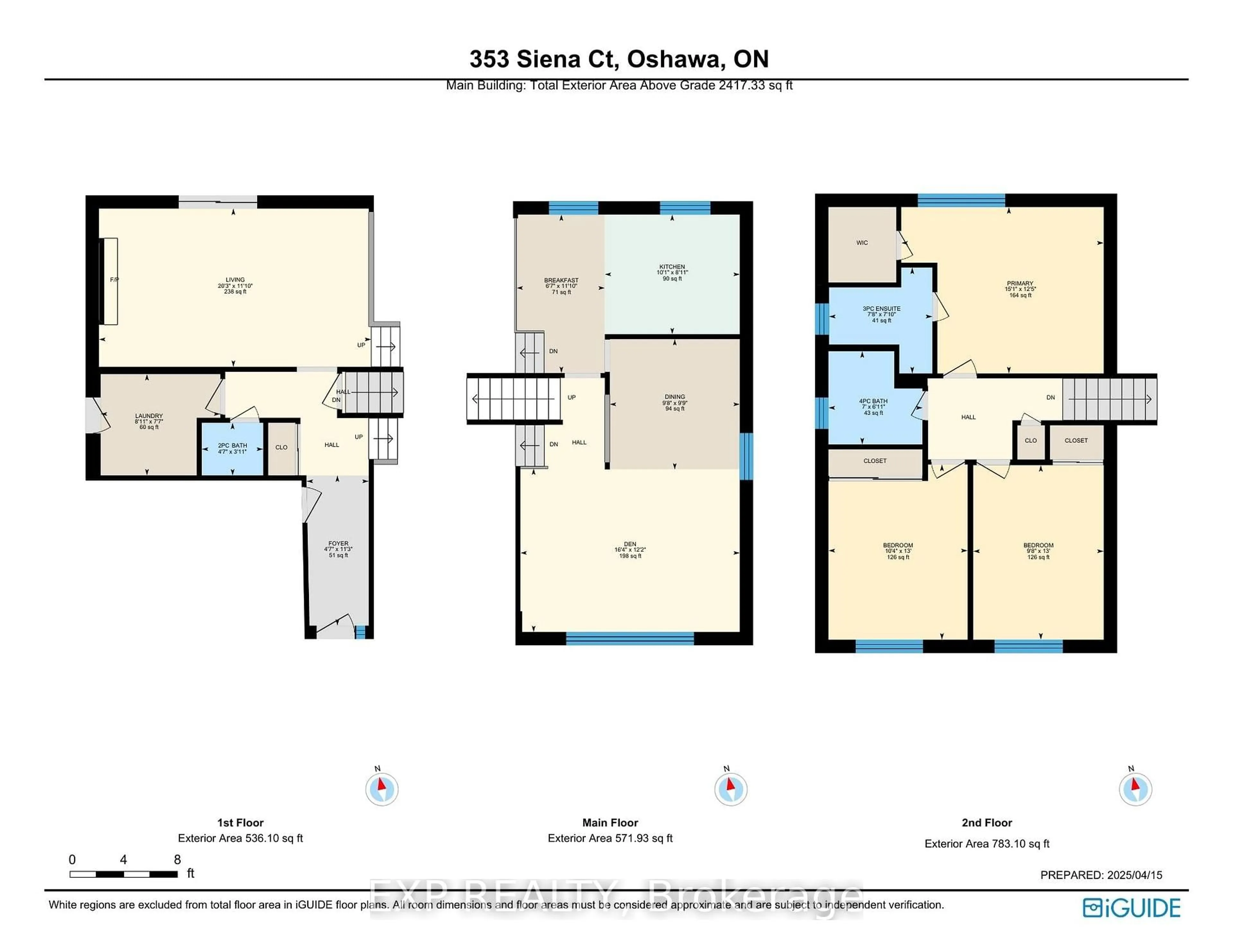 Floor plan for 353 Siena Crt, Oshawa Ontario L1J 6V5