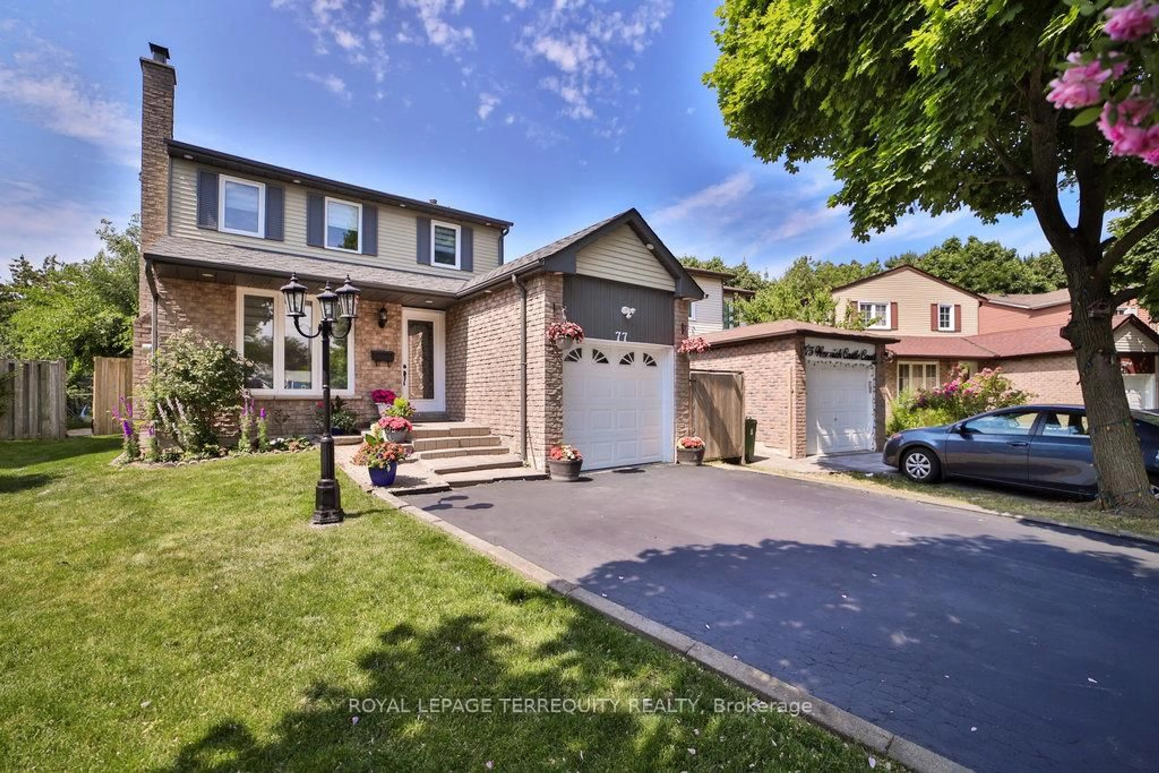 Home with brick exterior material, street for 77 Warwick Castle Crt, Toronto Ontario M1B 3E5