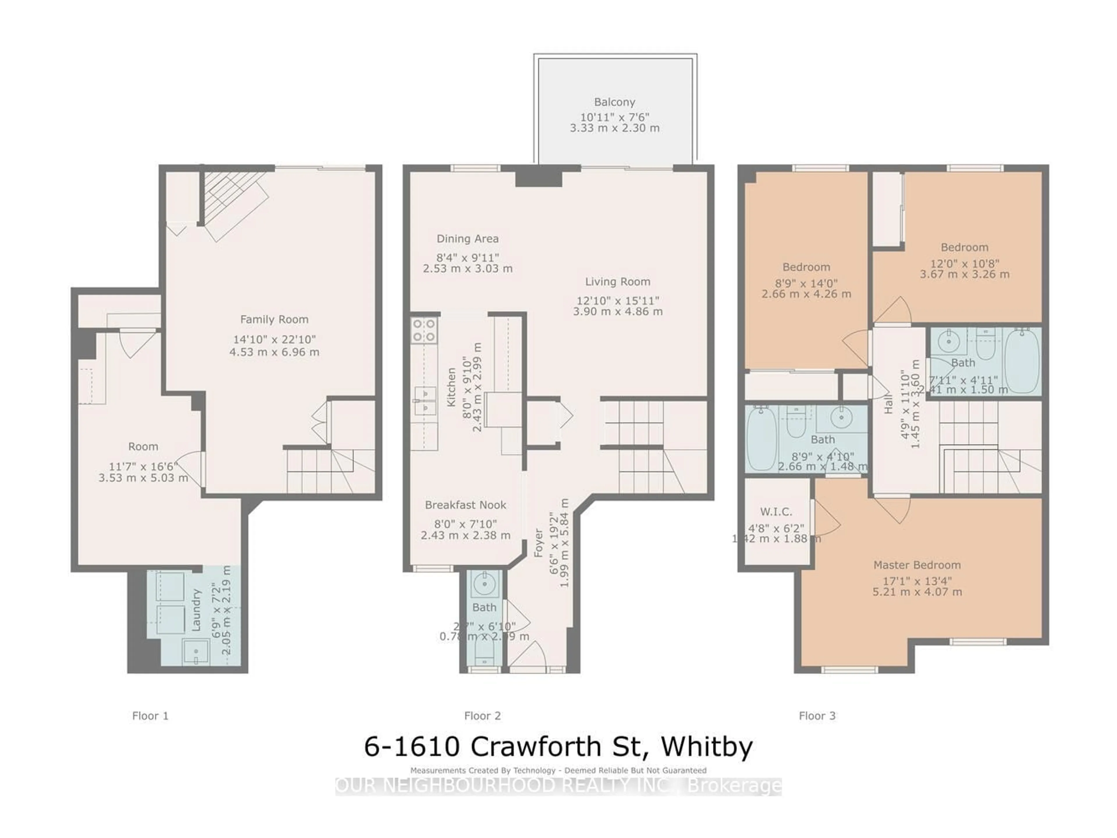 Floor plan for 1610 Crawforth St #6, Whitby Ontario L1N 9B1