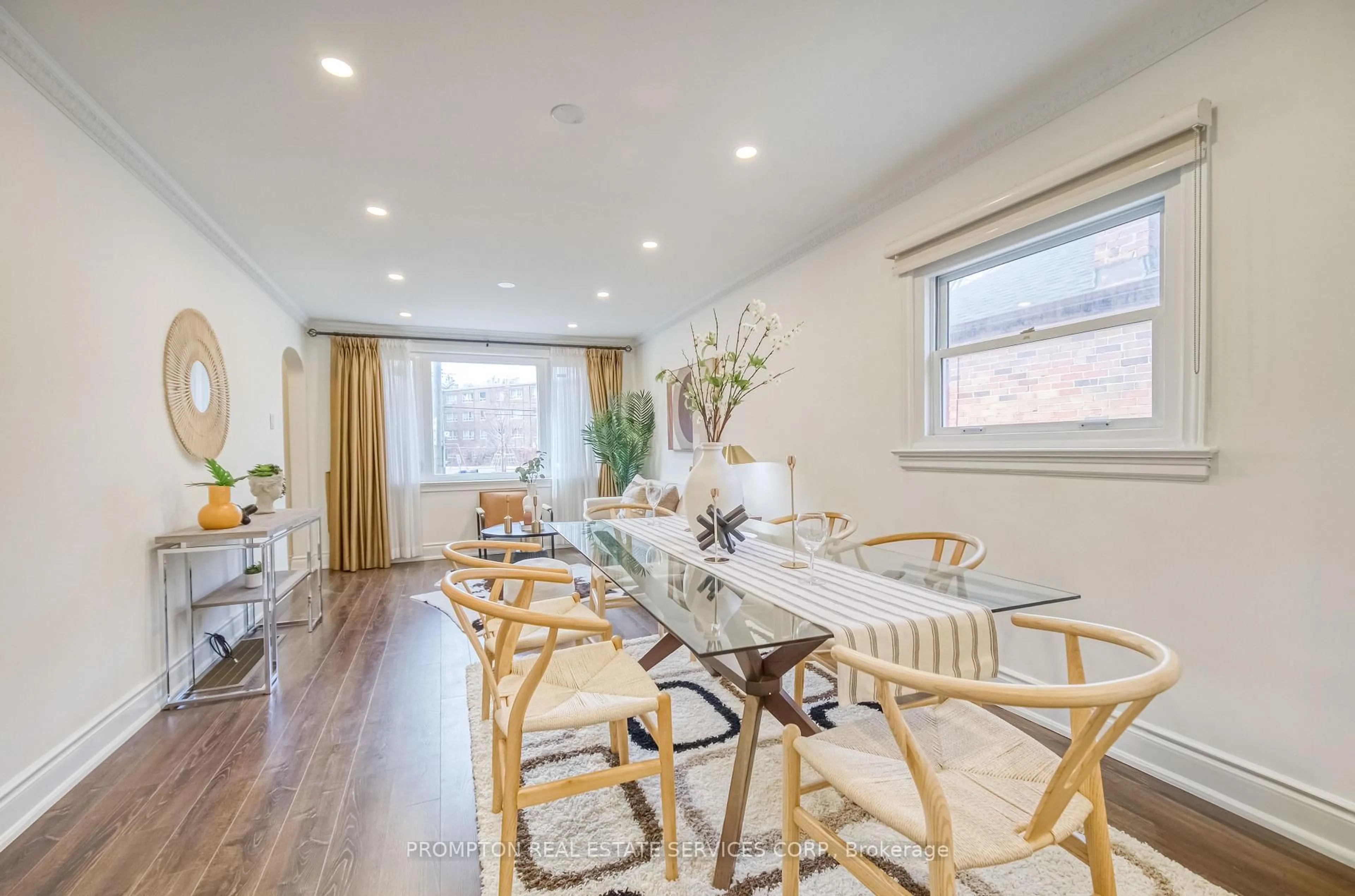 Dining room, wood/laminate floor for 459 Dawes Rd, Toronto Ontario M4B 2E7