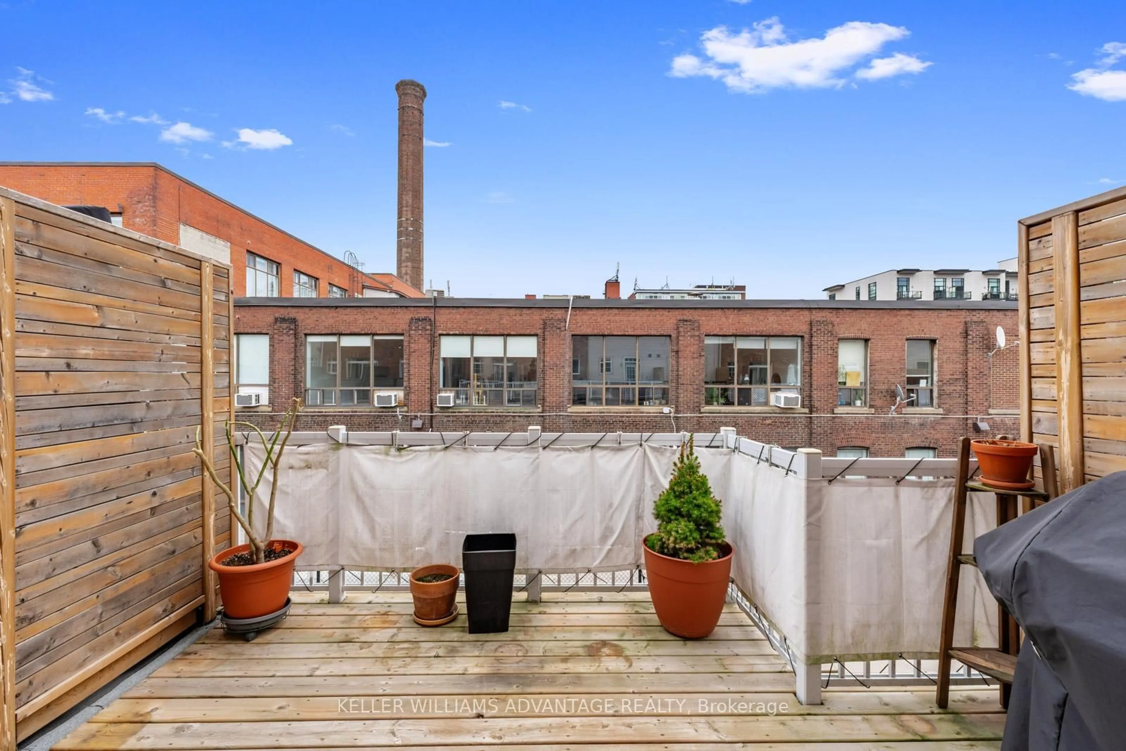Patio, city buildings view from balcony for 47 Natalie Pl, Toronto Ontario M4M 3P6