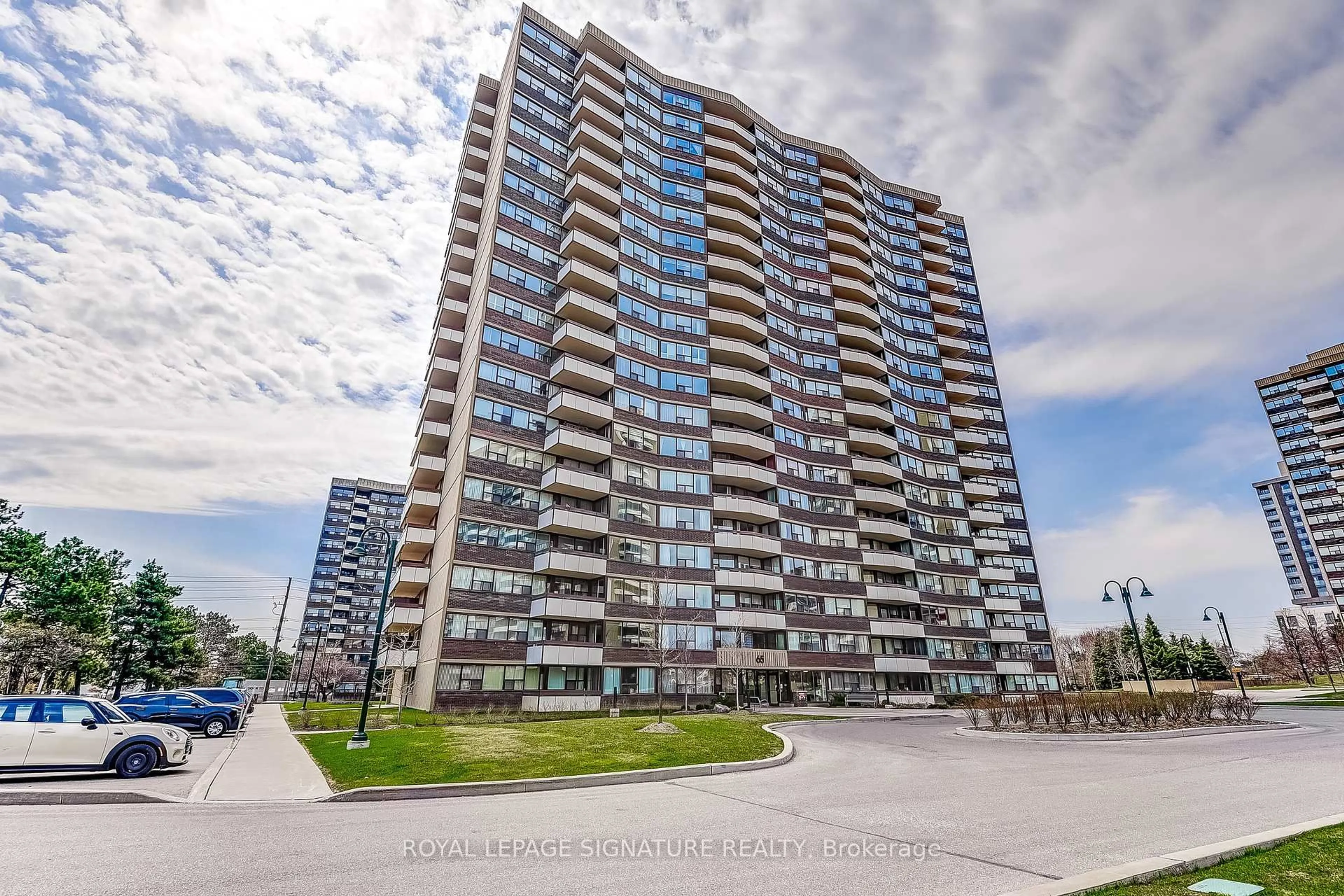 A pic from outside/outdoor area/front of a property/back of a property/a pic from drone, building for 65 Huntingdale Blvd #1908, Toronto Ontario M1W 2P1
