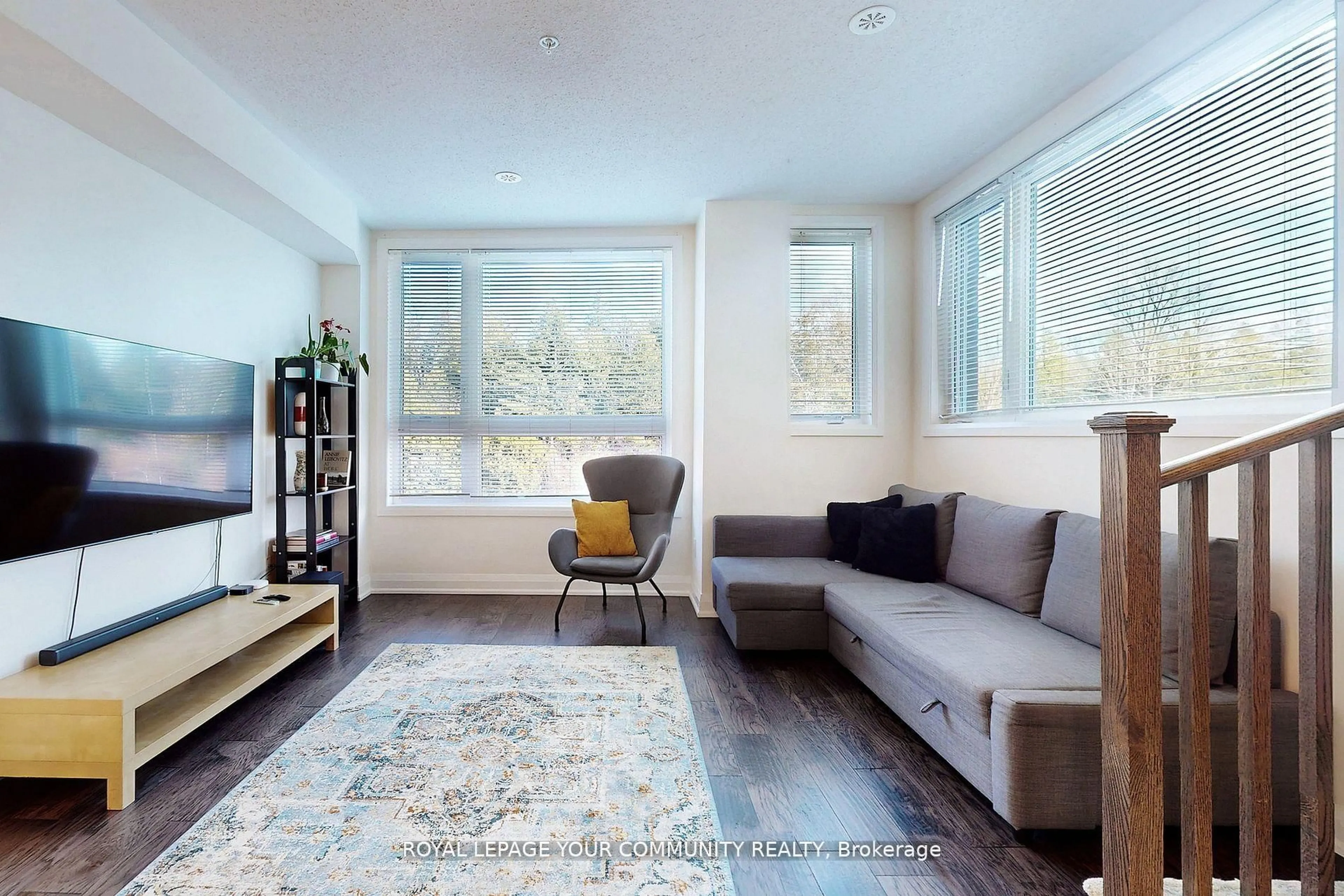 Living room with furniture, wood/laminate floor for 1870 Altona Rd #9, Pickering Ontario L1V 0E4