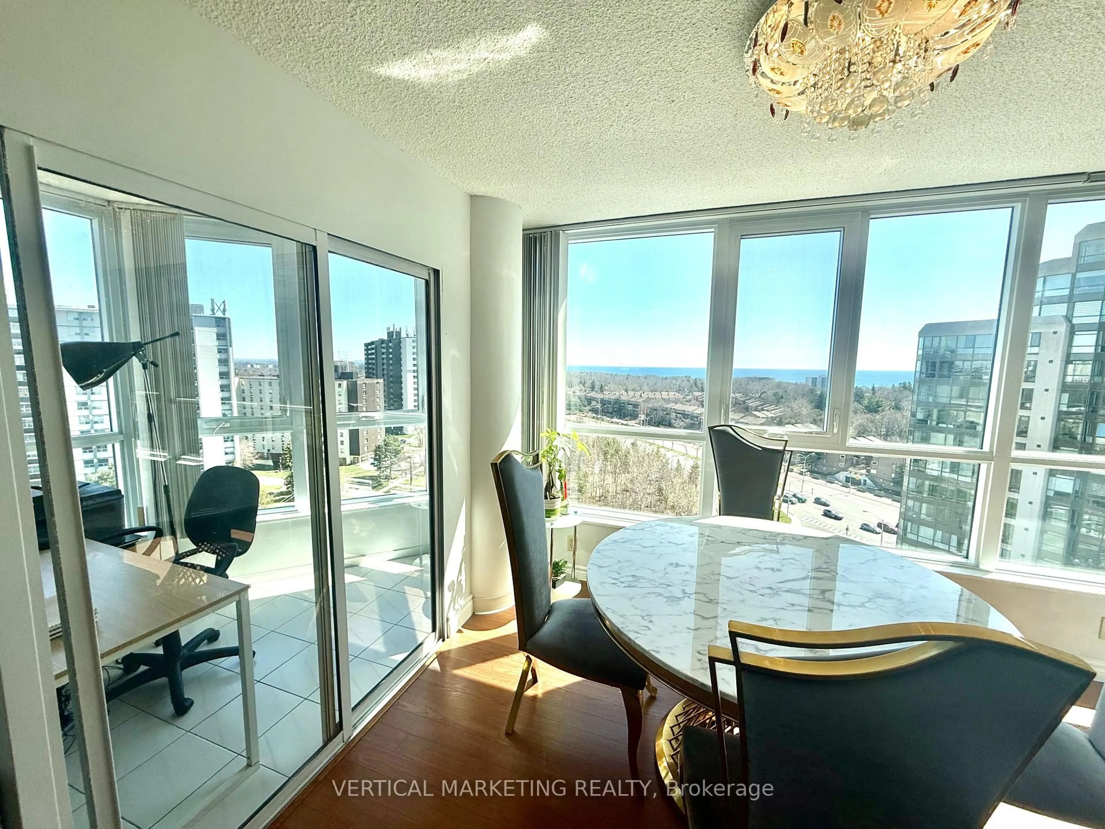 Dining room, wood/laminate floor for 3231 Eglinton Ave #1408B, Toronto Ontario M1J 3N5
