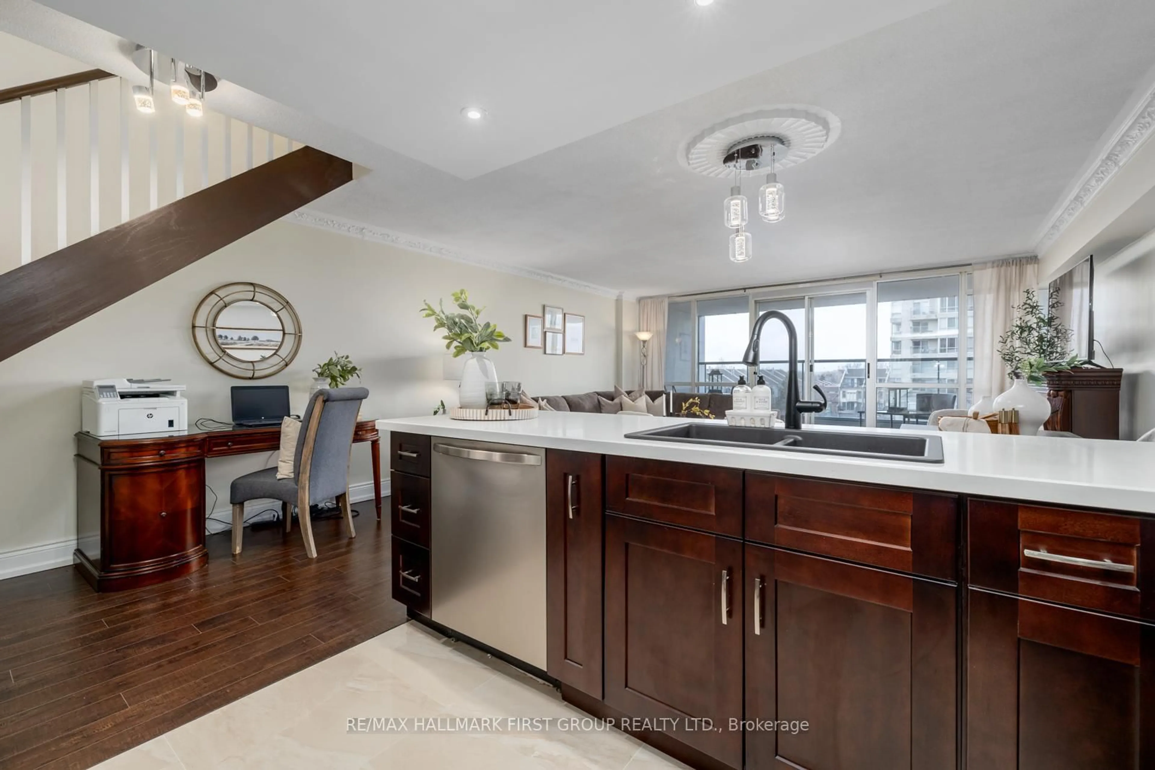 Open concept kitchen, ceramic/tile floor for 45 Cumberland Lane #413, Ajax Ontario L1S 7K3