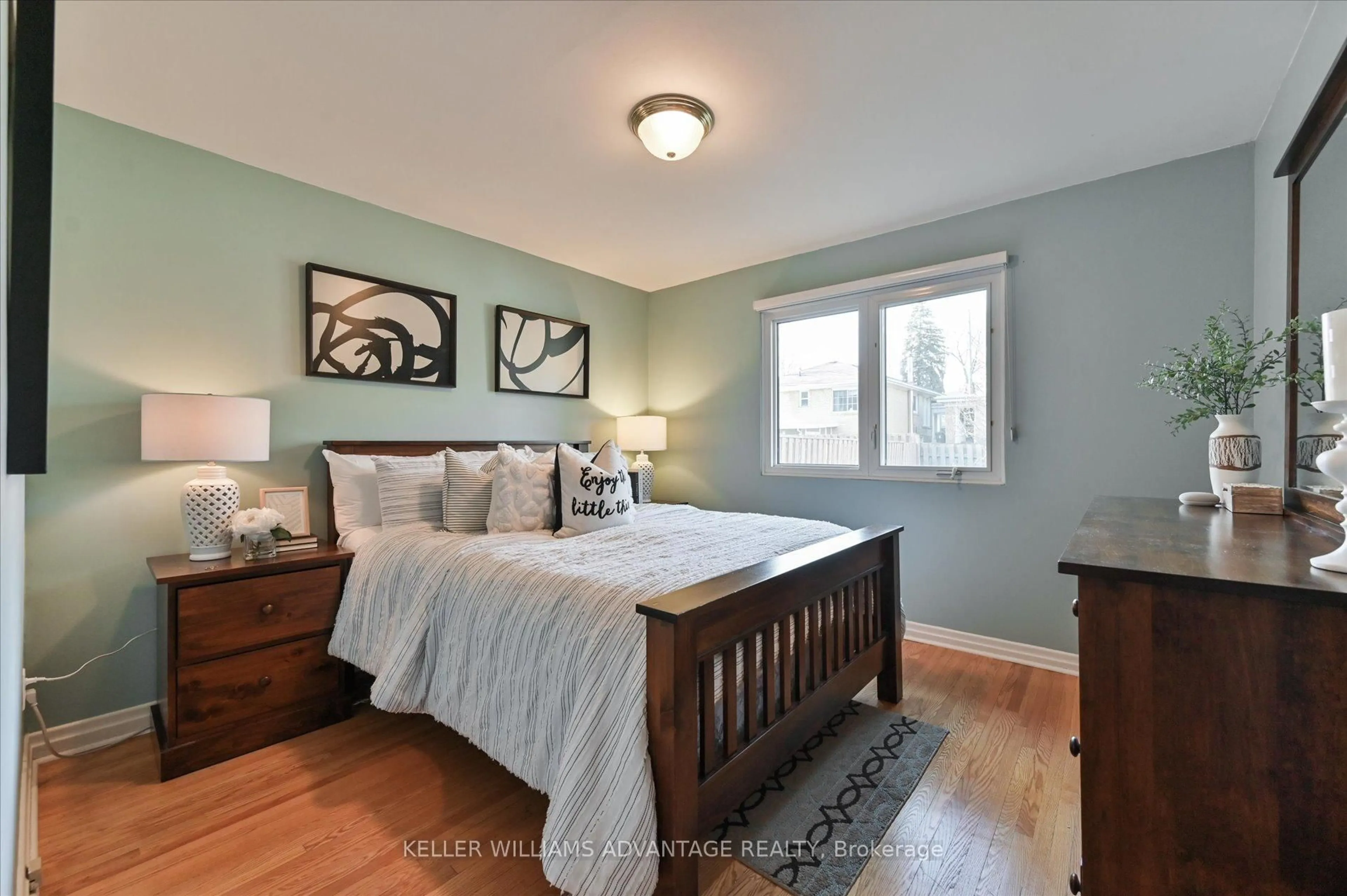 Bedroom with bed, wood/laminate floor for 228 Island Rd, Toronto Ontario M1C 2P8