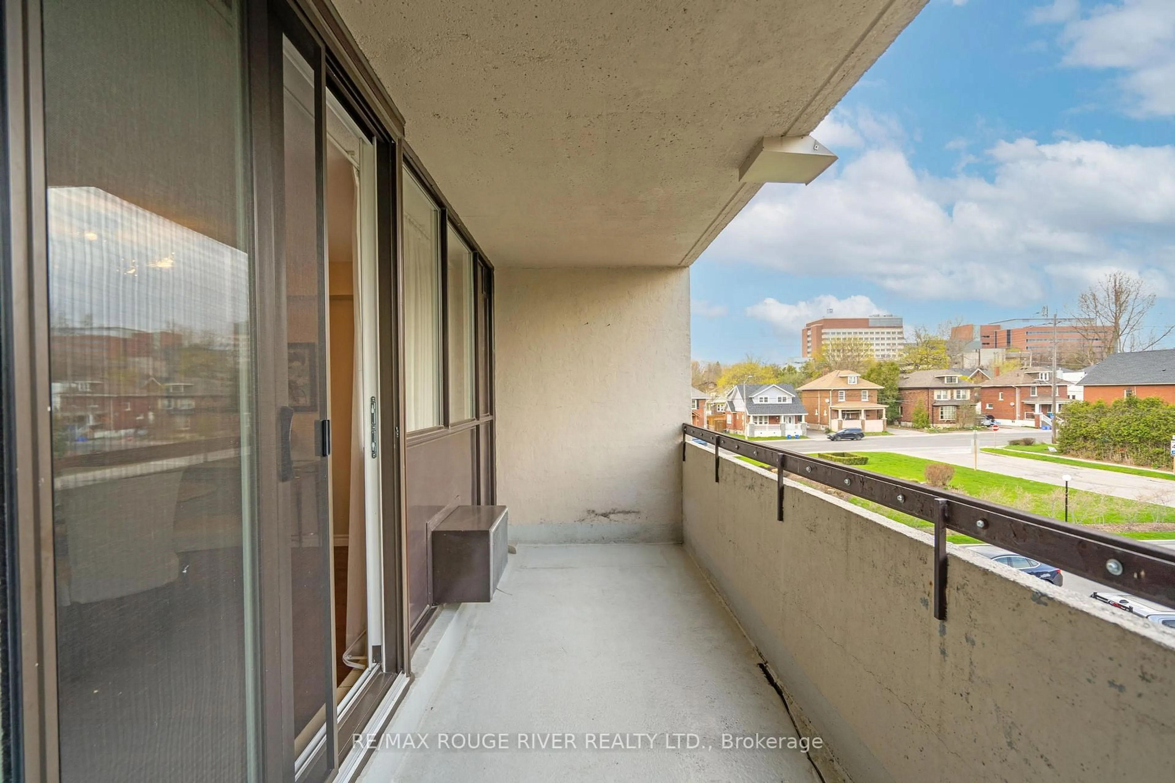 Balcony in the apartment, city buildings view from balcony for 120 Elgin St #307, Oshawa Ontario L1G 1Y6