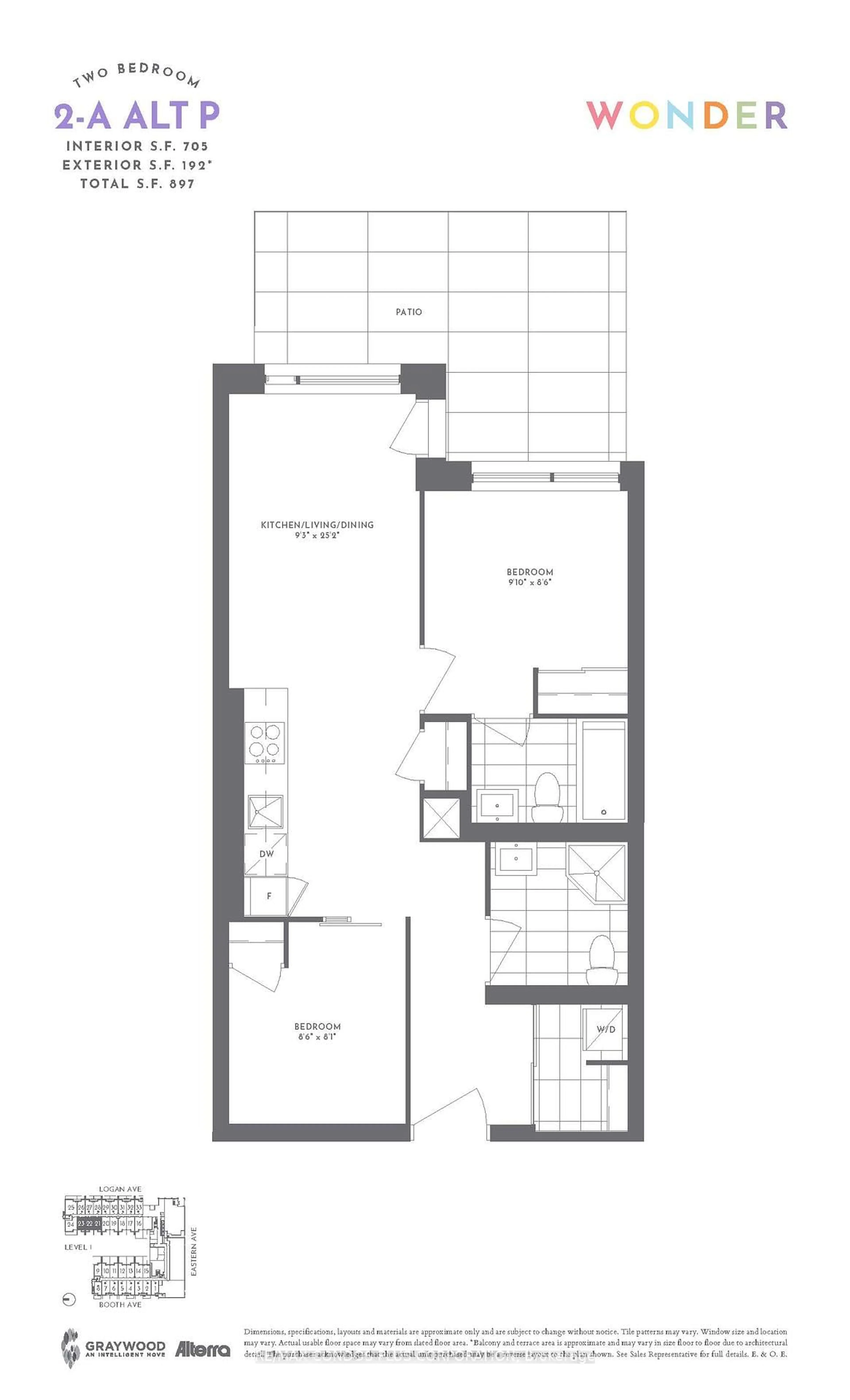 Floor plan for 150 Logan Ave #121, Toronto Ontario M4M 0E4