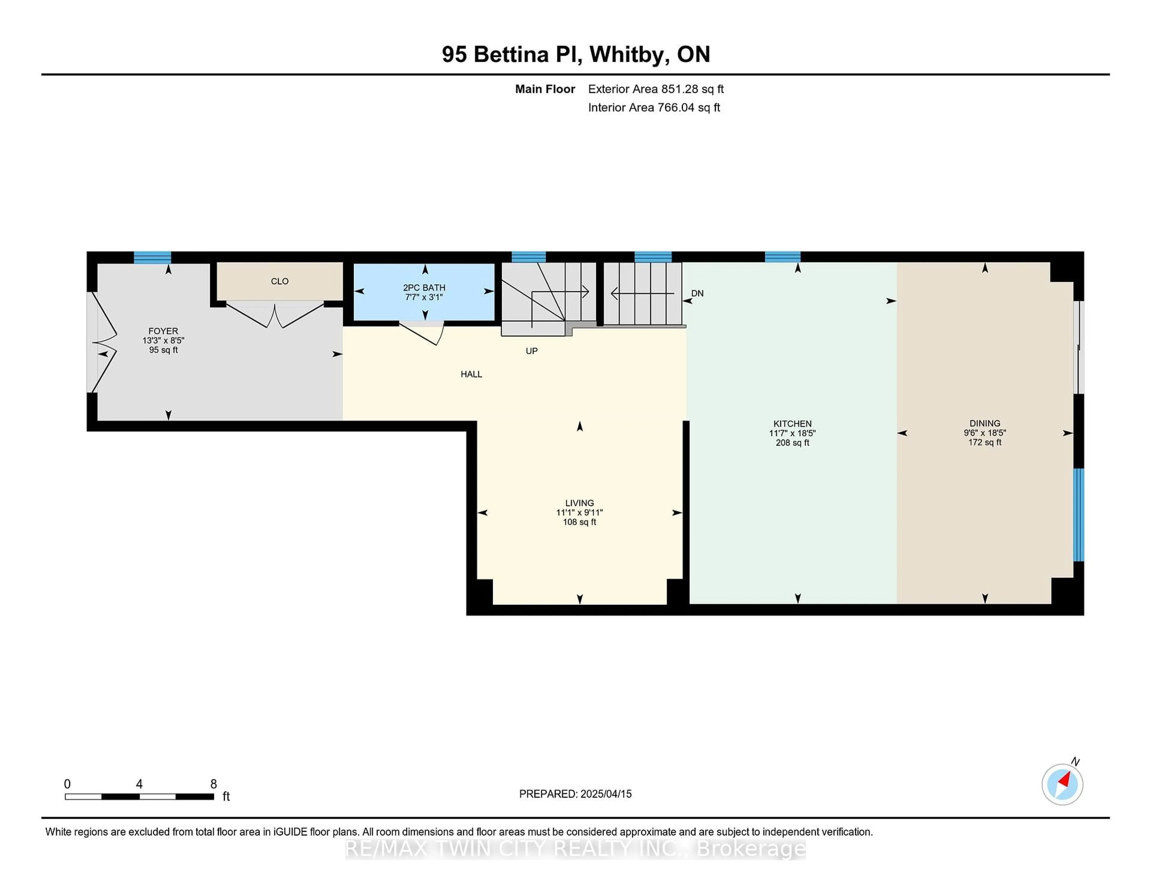 Floor plan for 95 Bettina Pl, Whitby Ontario L1R 0G1