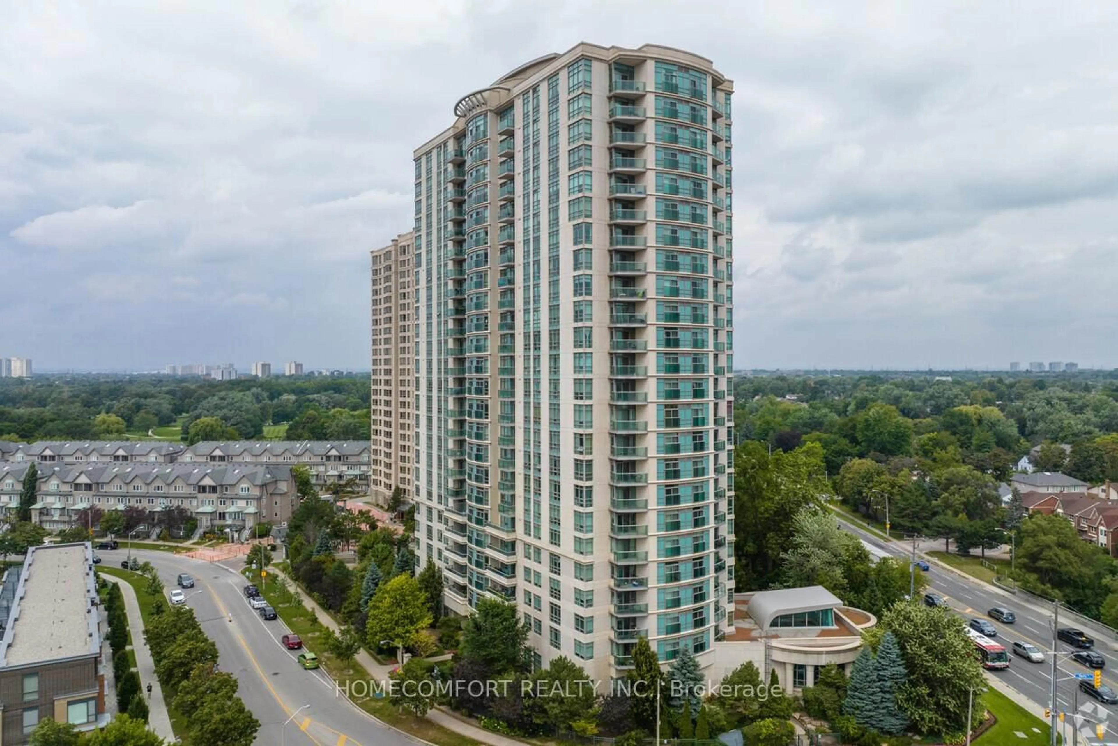 A pic from outside/outdoor area/front of a property/back of a property/a pic from drone, city buildings view from balcony for 238 Bonis Ave #823, Toronto Ontario M1T 3W7