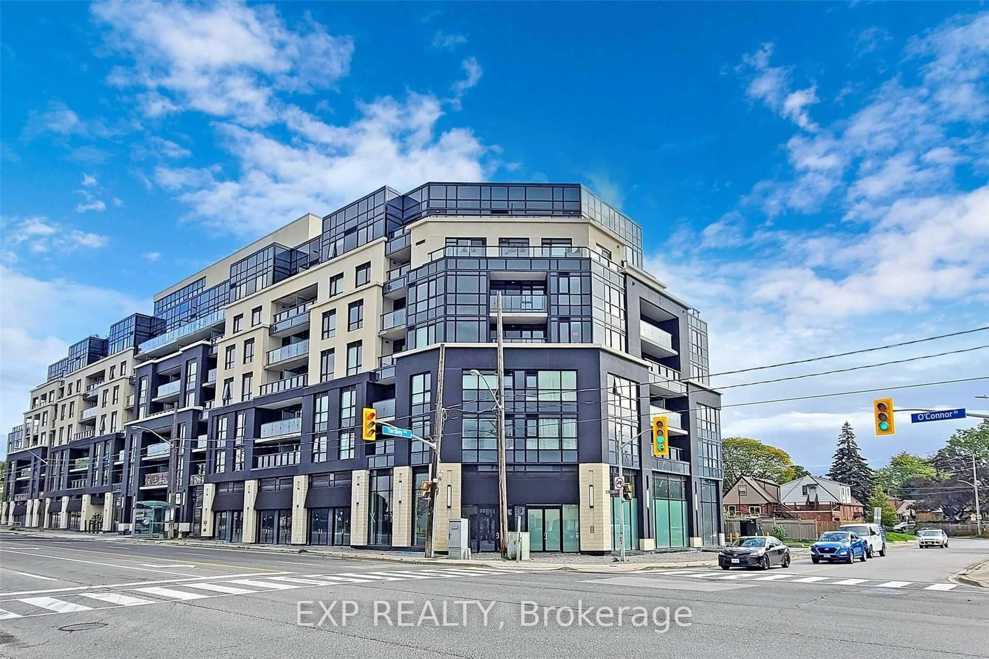 A pic from outside/outdoor area/front of a property/back of a property/a pic from drone, building for 1401 O'connor Dr #208, Toronto Ontario M4B 2V5