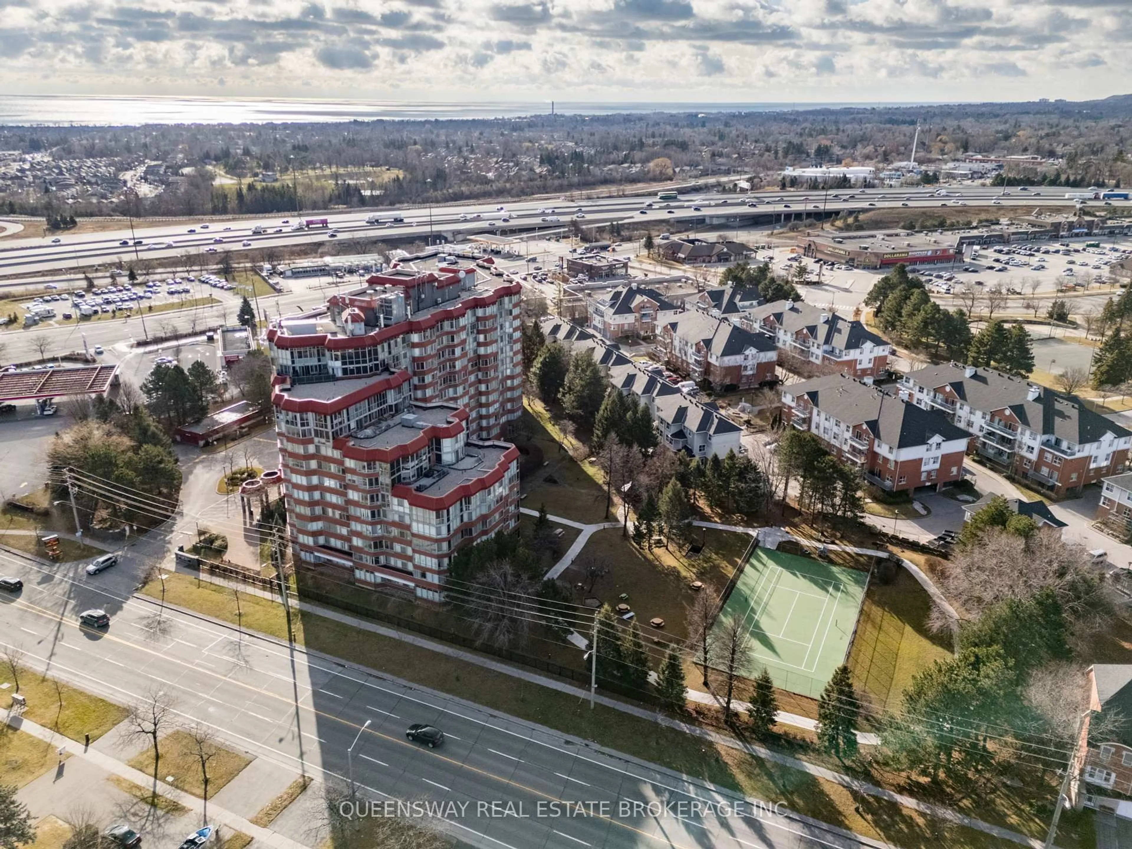 A pic from outside/outdoor area/front of a property/back of a property/a pic from drone, city buildings view from balcony for 11753 Sheppard Ave #224, Toronto Ontario M1B 5M3