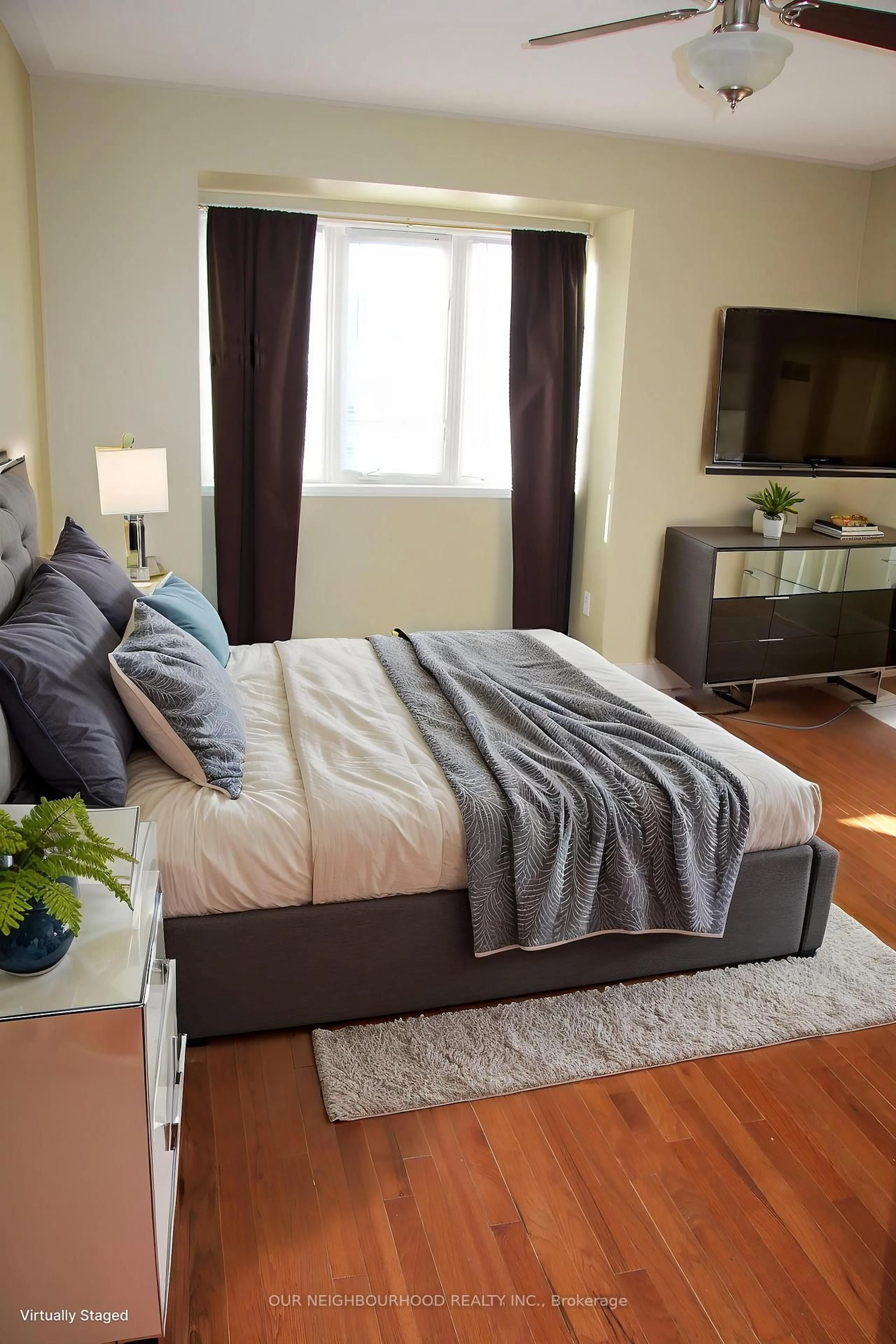 Bedroom with bed, wood/laminate floor for 2341 Clearside Crt, Pickering Ontario L1X 2V1