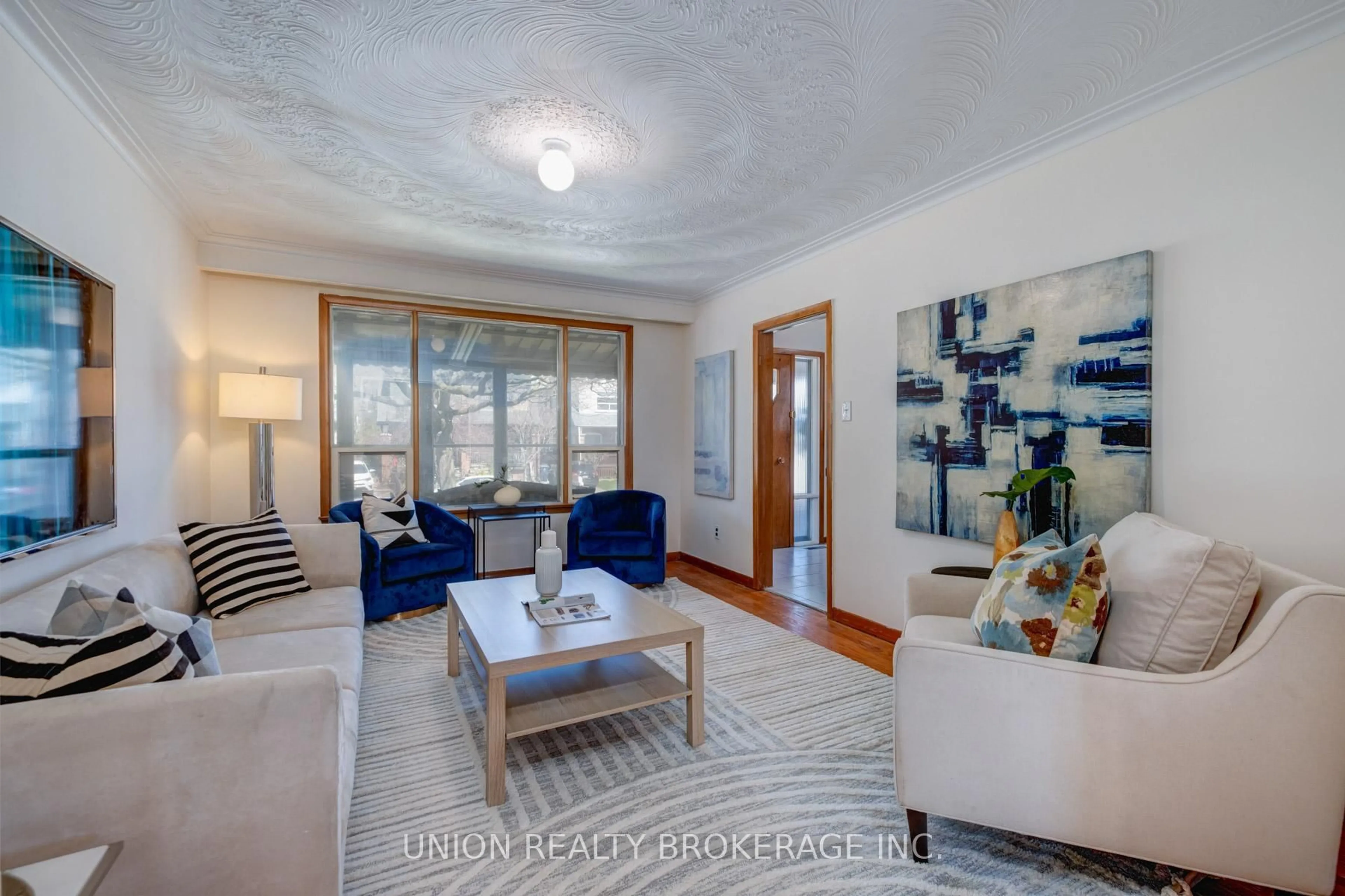 Living room with furniture, unknown for 43 Sammon Ave, Toronto Ontario M4J 1Y7