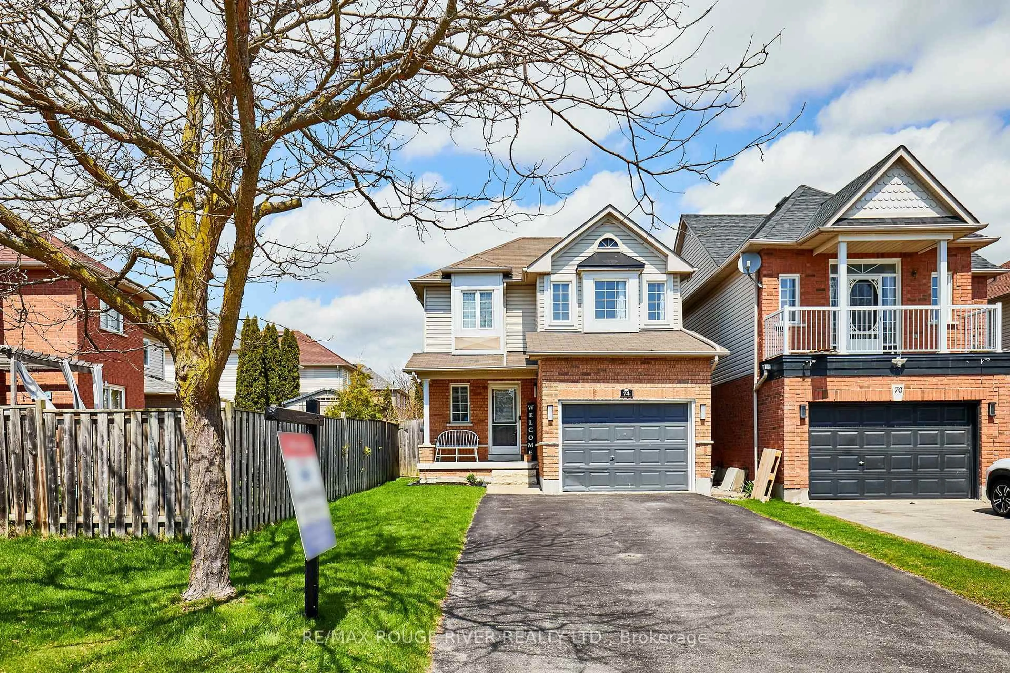 Home with brick exterior material, street for 74 Madden Pl, Clarington Ontario L1C 5K3