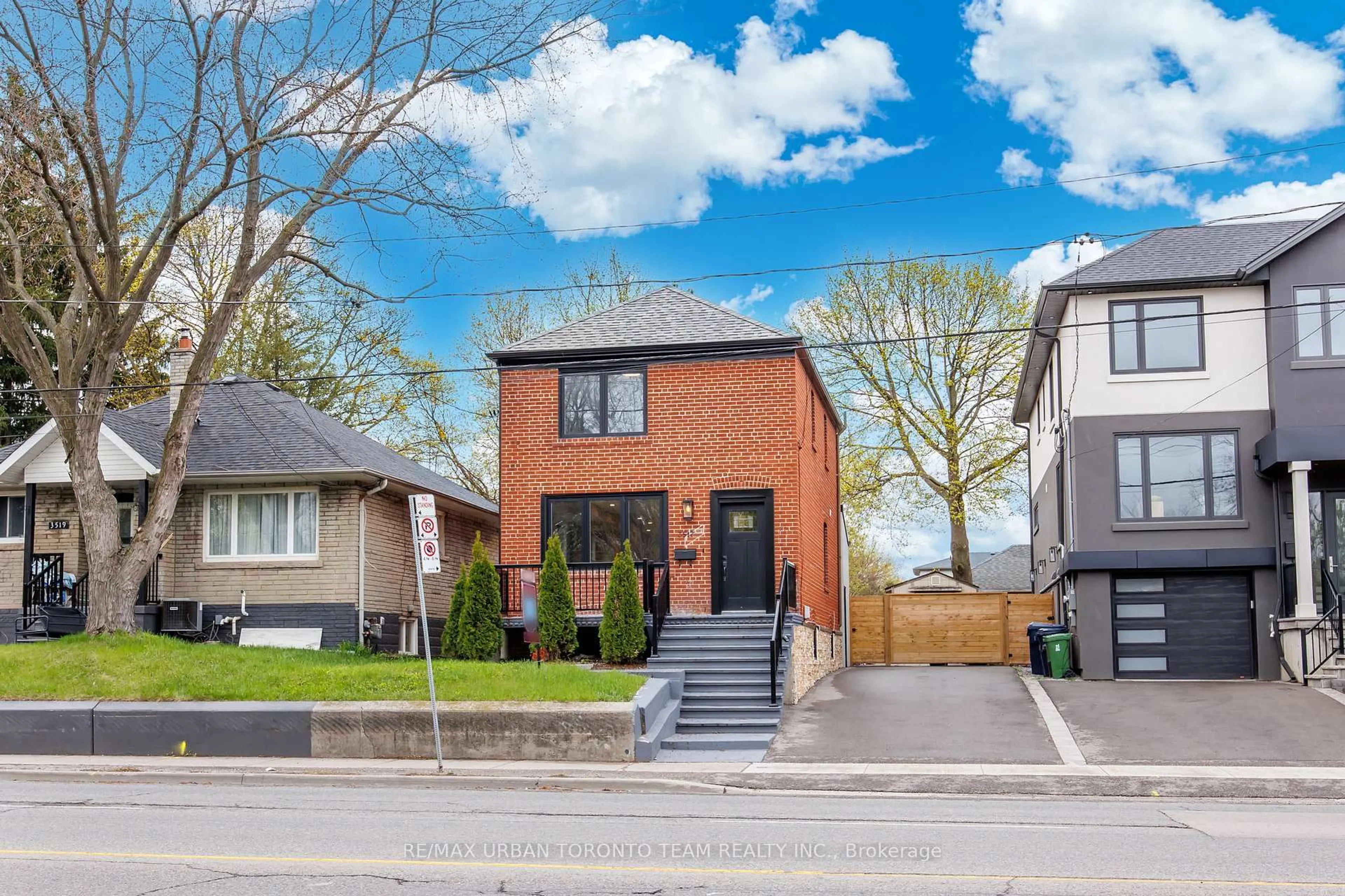 Home with brick exterior material, street for 3517 St Clair Ave, Toronto Ontario M1K 1L4
