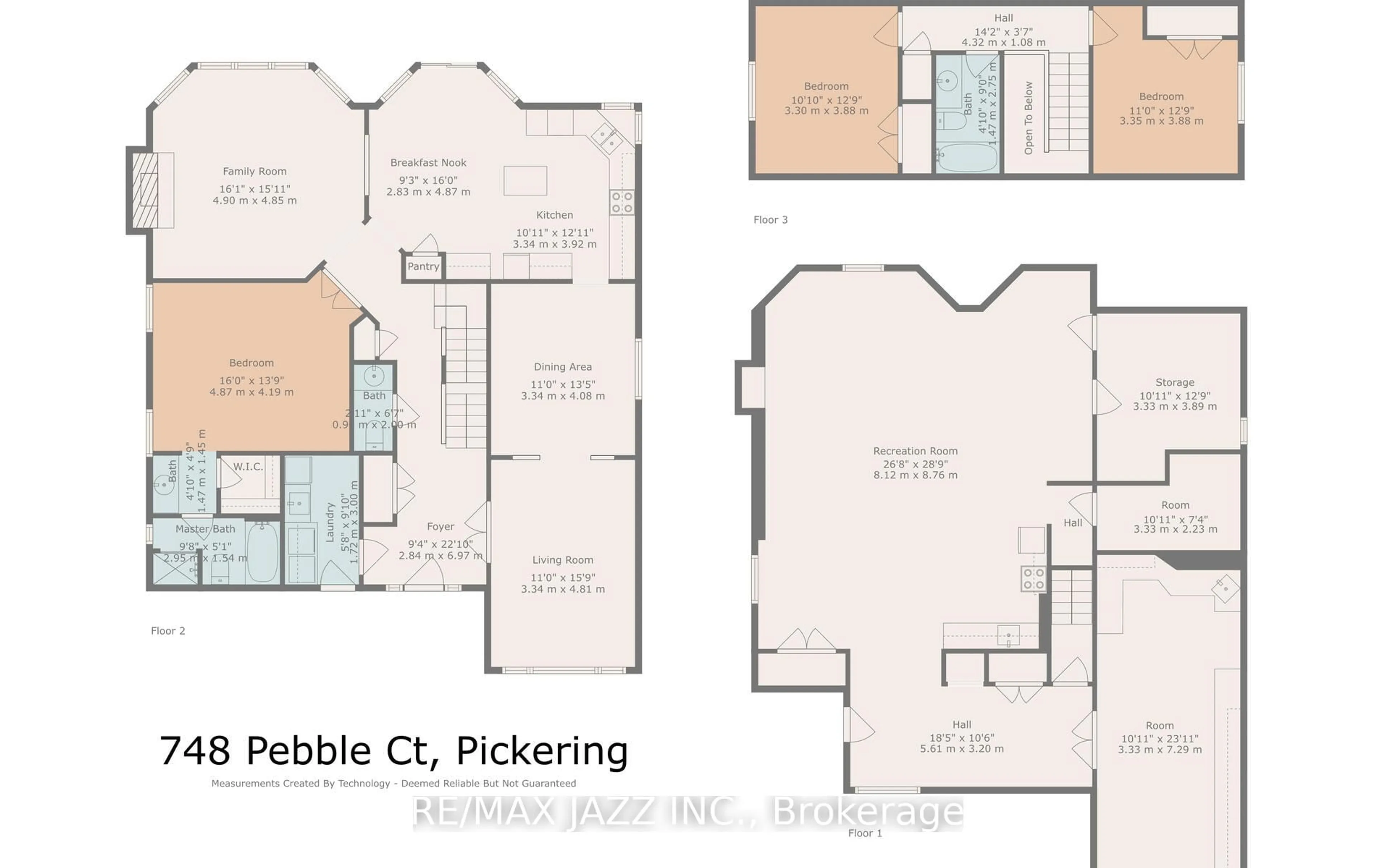 Floor plan for 748 Pebble Crt, Pickering Ontario L1V 3Z6