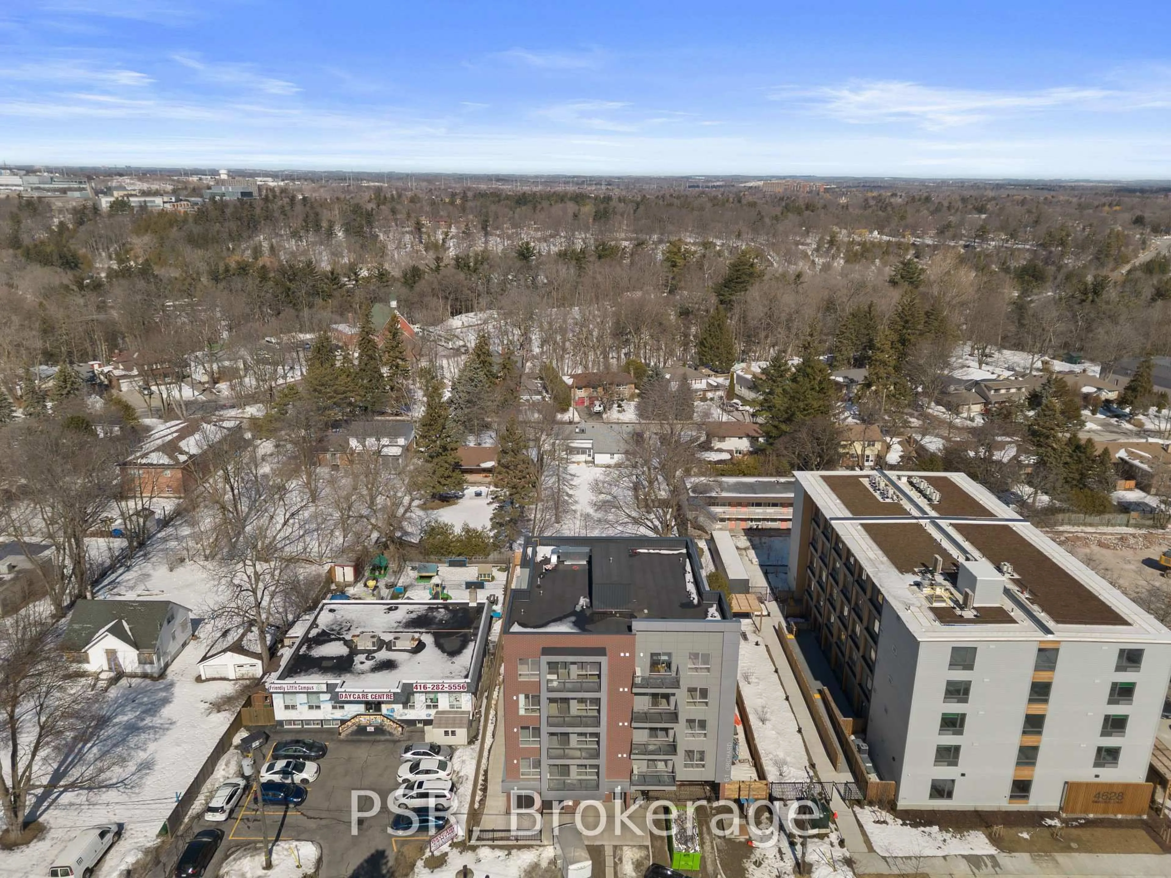 A pic from outside/outdoor area/front of a property/back of a property/a pic from drone, city buildings view from balcony for 61 Orchard Park Dr #204, Toronto Ontario M1E 0C8
