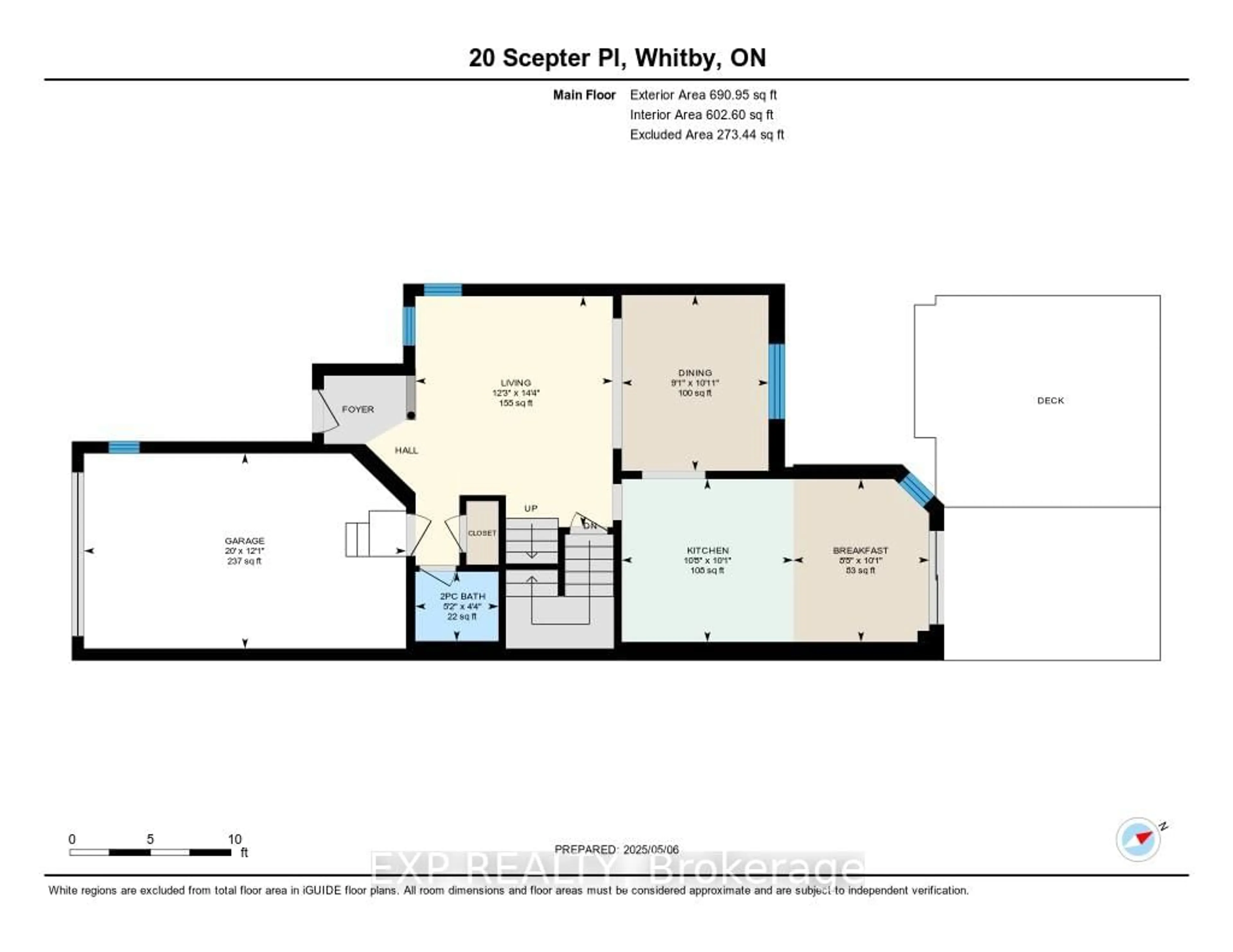 Floor plan for 20 Scepter Pl, Whitby Ontario L1R 3A6