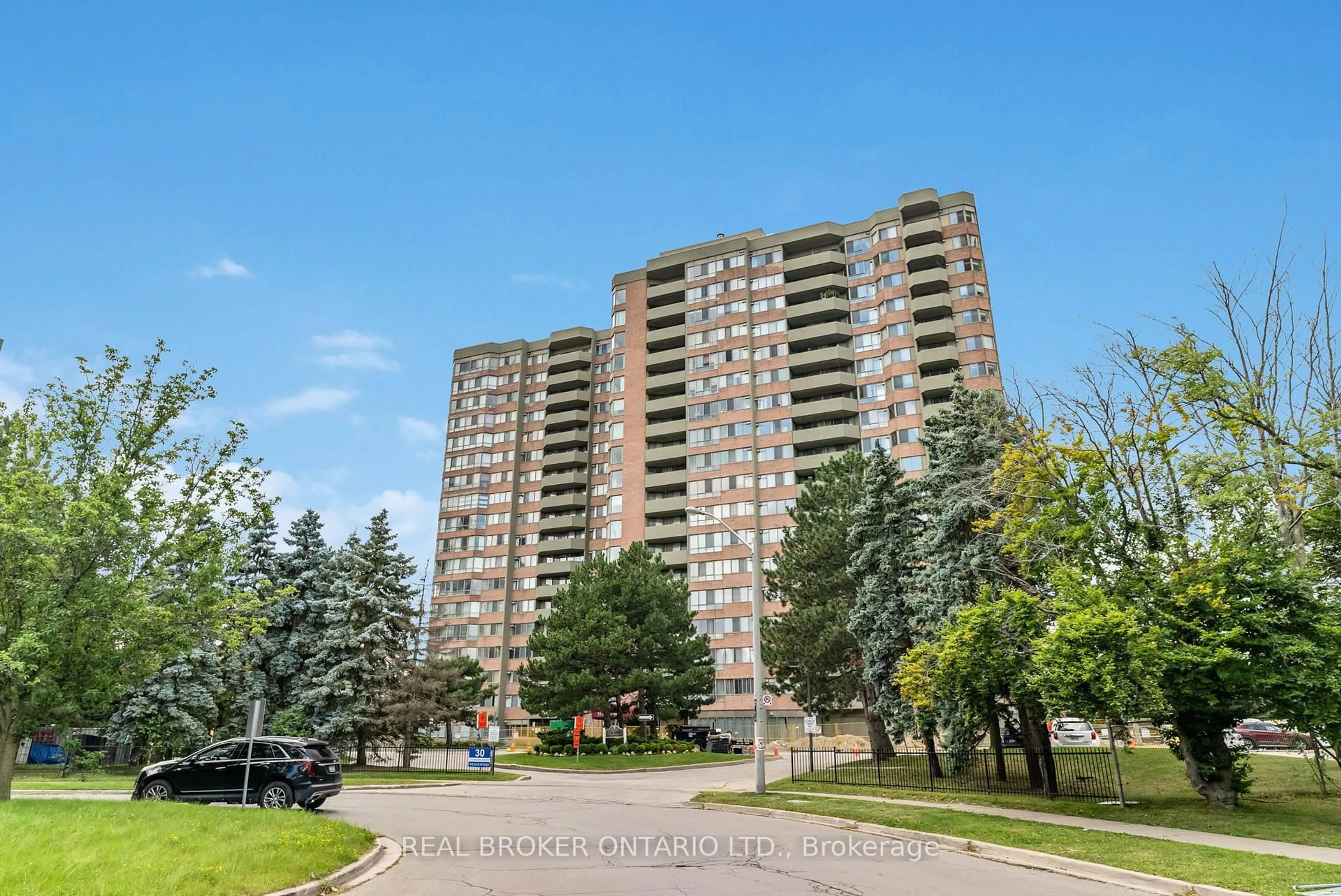 A pic from outside/outdoor area/front of a property/back of a property/a pic from drone, unknown for 30 Thunder Grve #1102, Toronto Ontario M1V 4A3