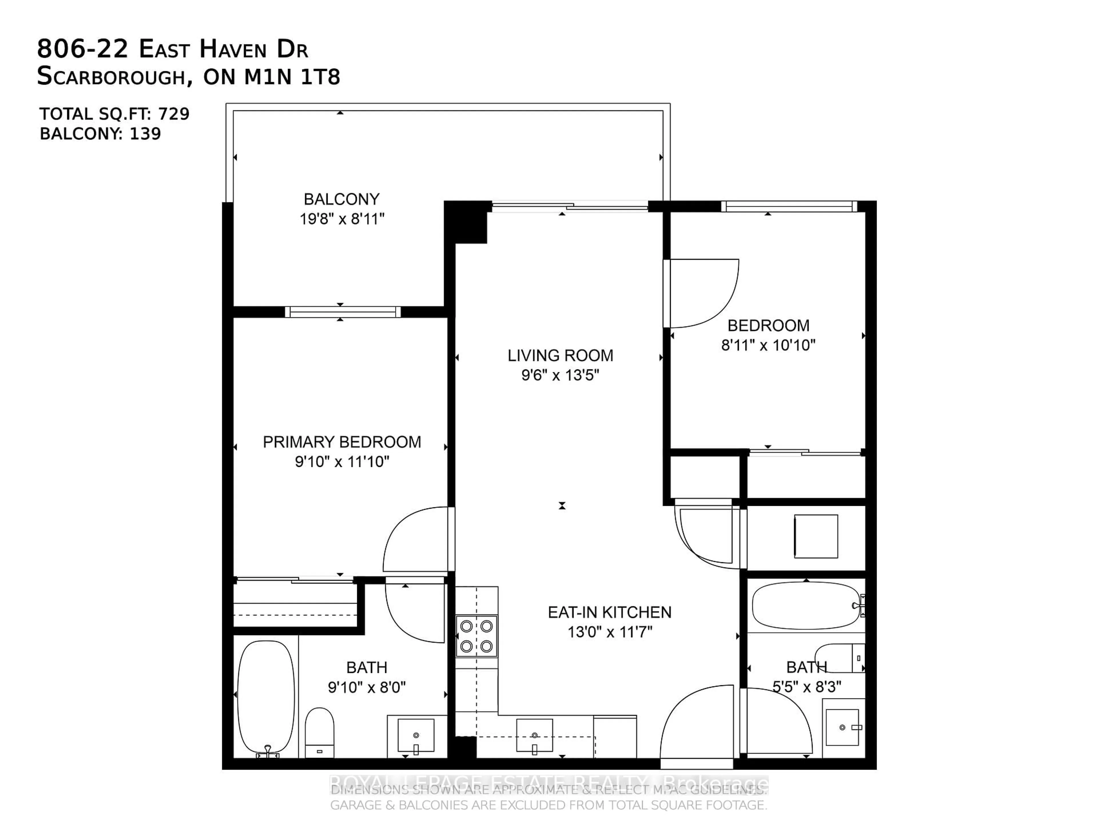 Floor plan for 22 East Haven Dr #806, Toronto Ontario M1N 0B4