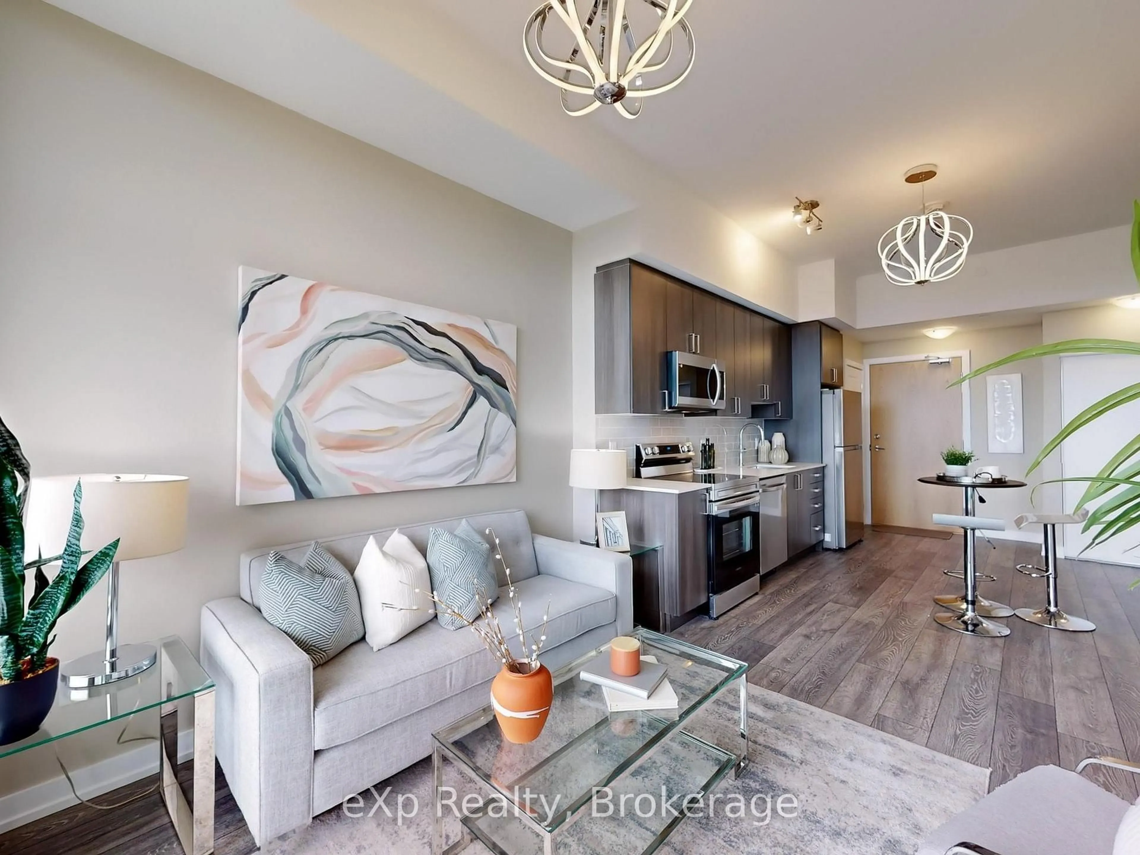 Living room with furniture, unknown for 1455 Celebration Dr #701, Pickering Ontario L1W 0C3