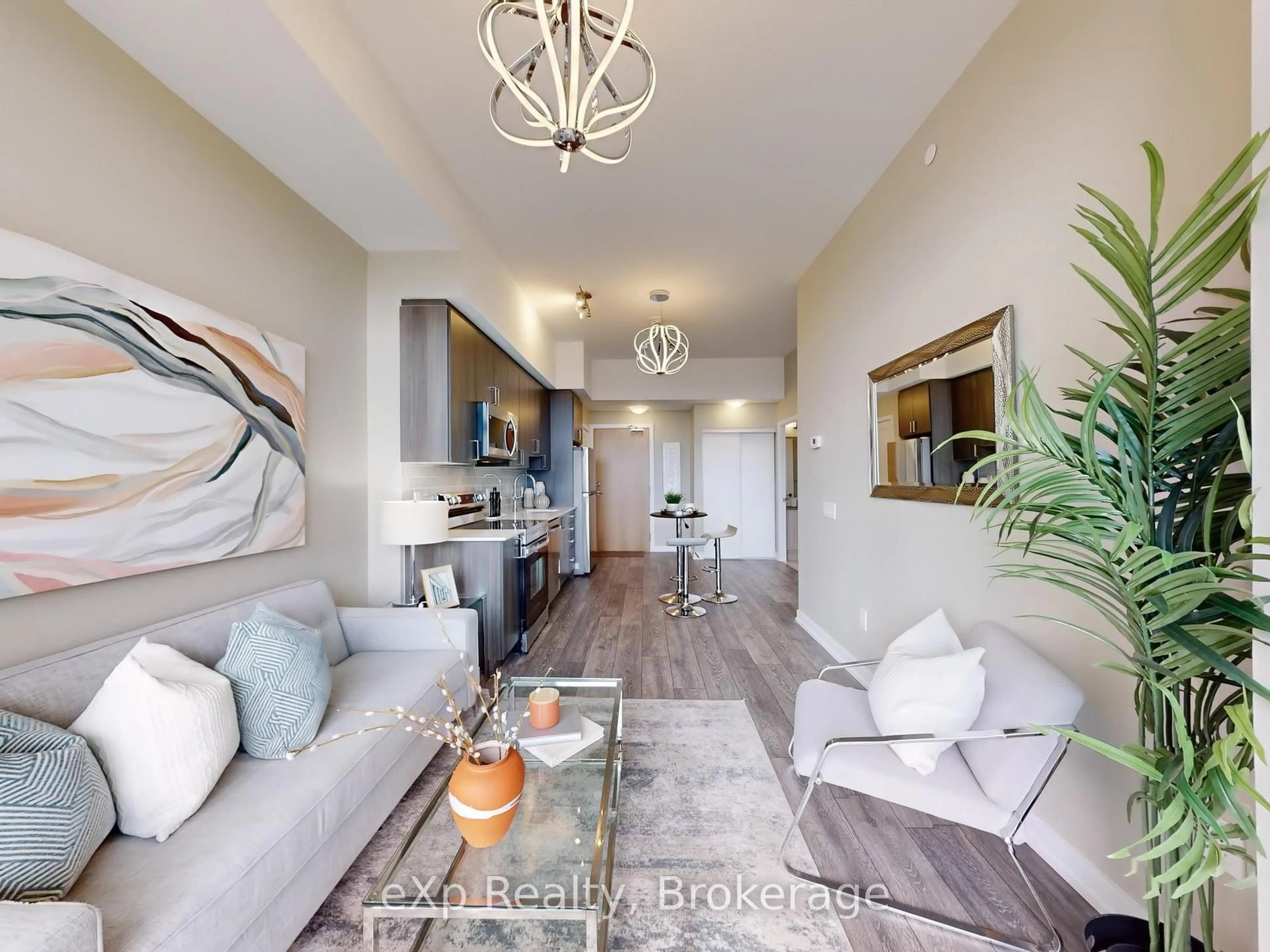 Living room with furniture, unknown for 1455 Celebration Dr #701, Pickering Ontario L1W 0C3